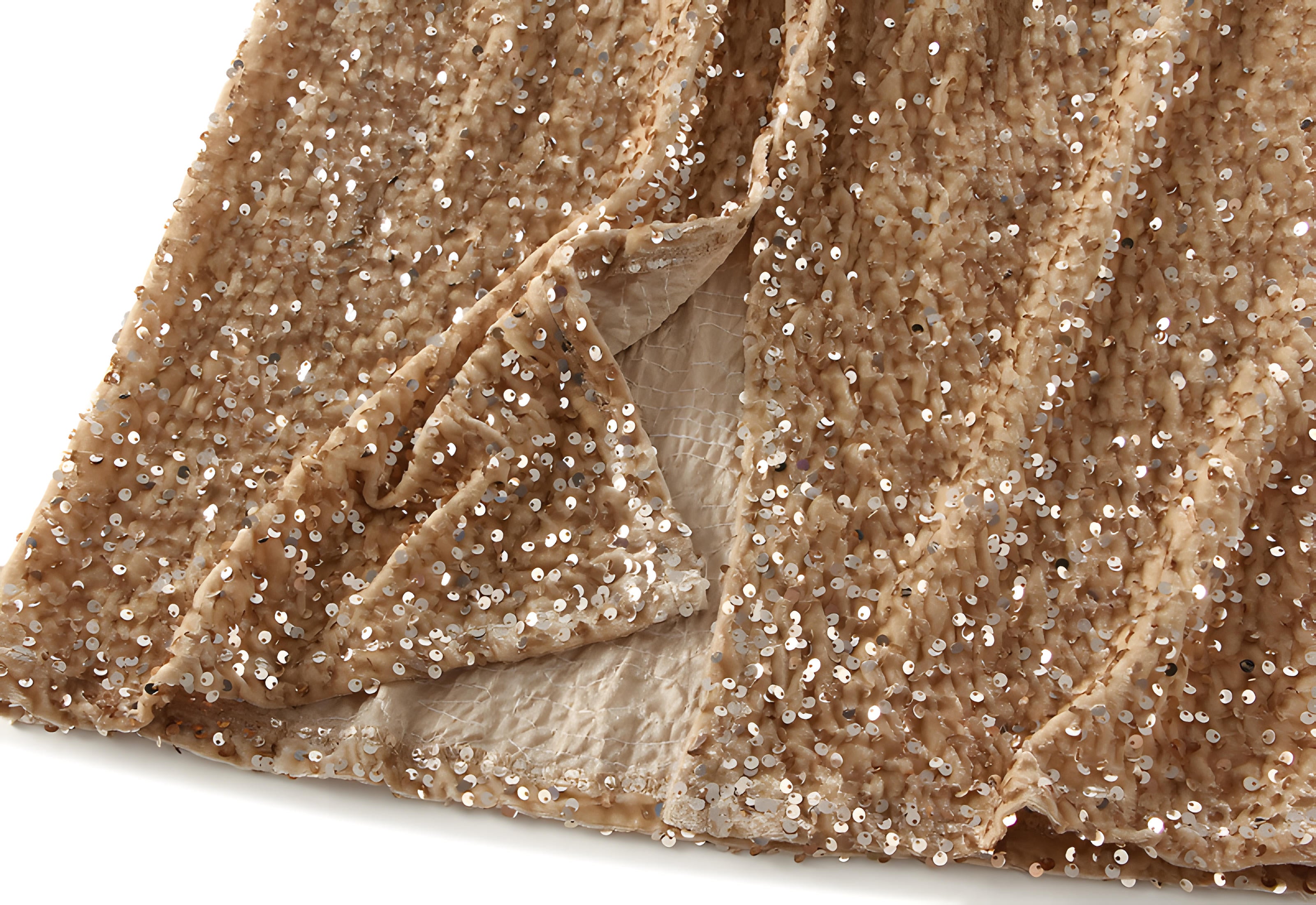 Heavy Sequinned Hip Skirt With Back Slit - D8035_YELLOW