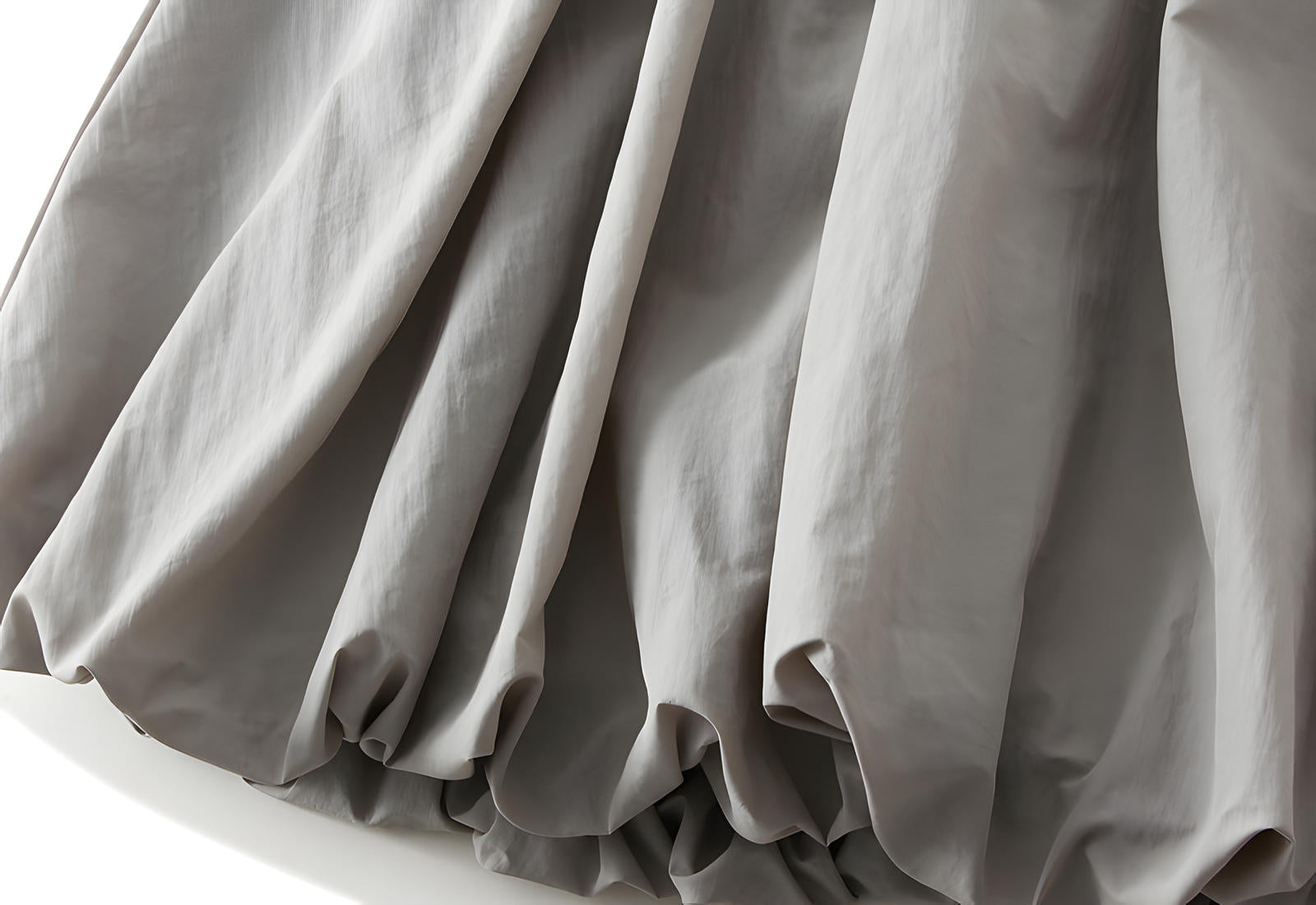 A-line High Waisted Mid Length Lantern Skirt With Both Side Pockets - 0503_GREY