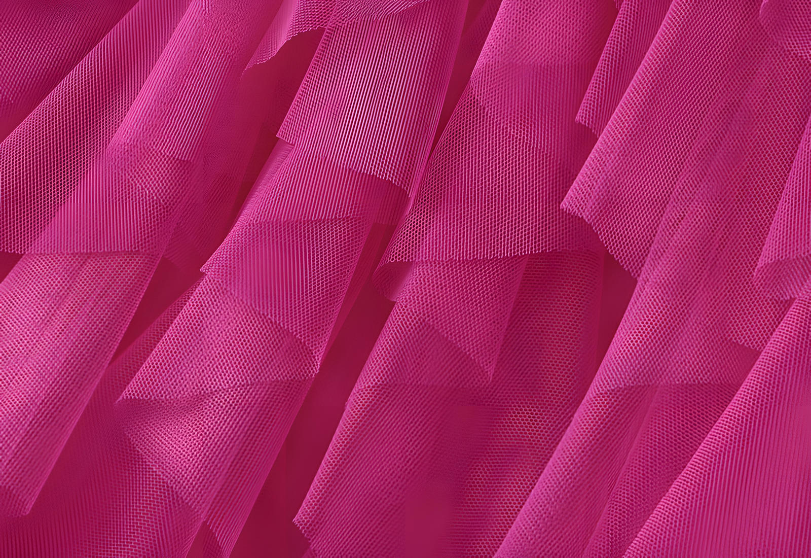 Mesh Gauze Vertical Ripples Short Skirt With Satin Lining - 1682_ROSE RED