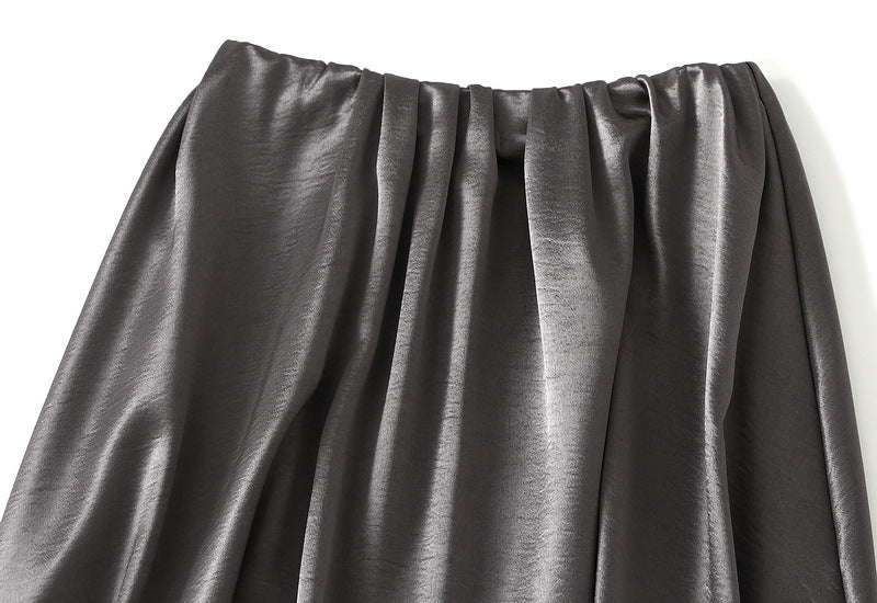 Luxe Satin Drape A-Line Skirt with Fluid Elegance - 9903-1_GREY_L