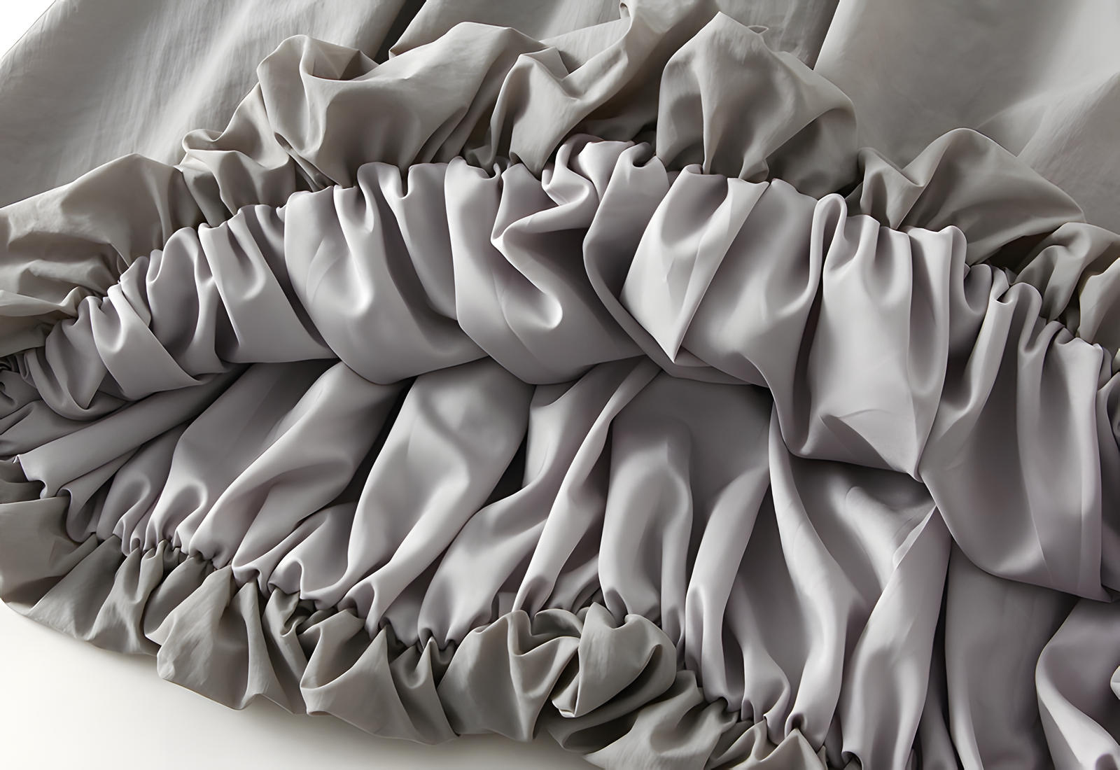 A-line High Waisted Mid Length Lantern Skirt With Both Side Pockets - 0503_GREY