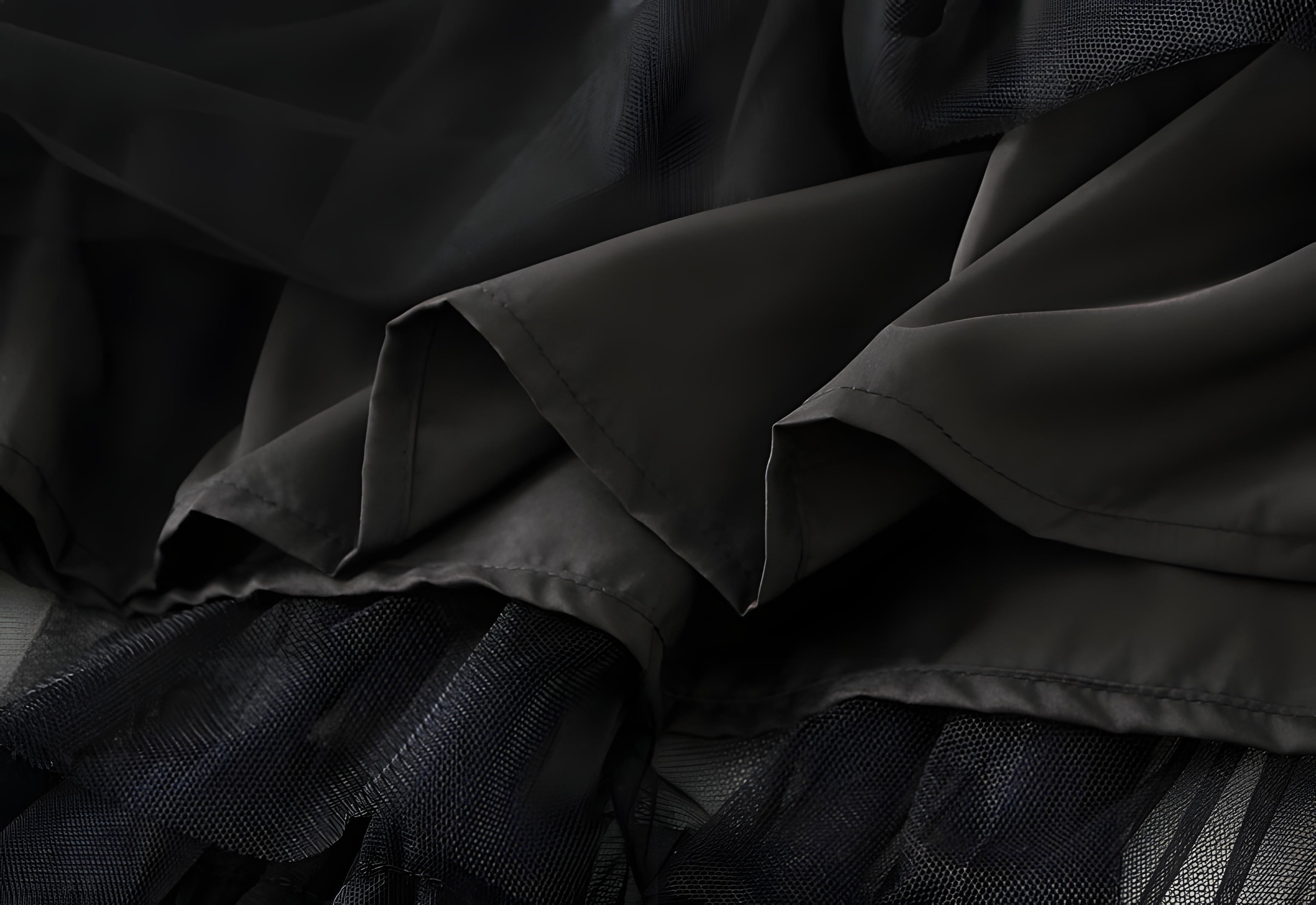 Extra large Hem Multilayer A-Line Mesh Skirt - 8023_BLACK