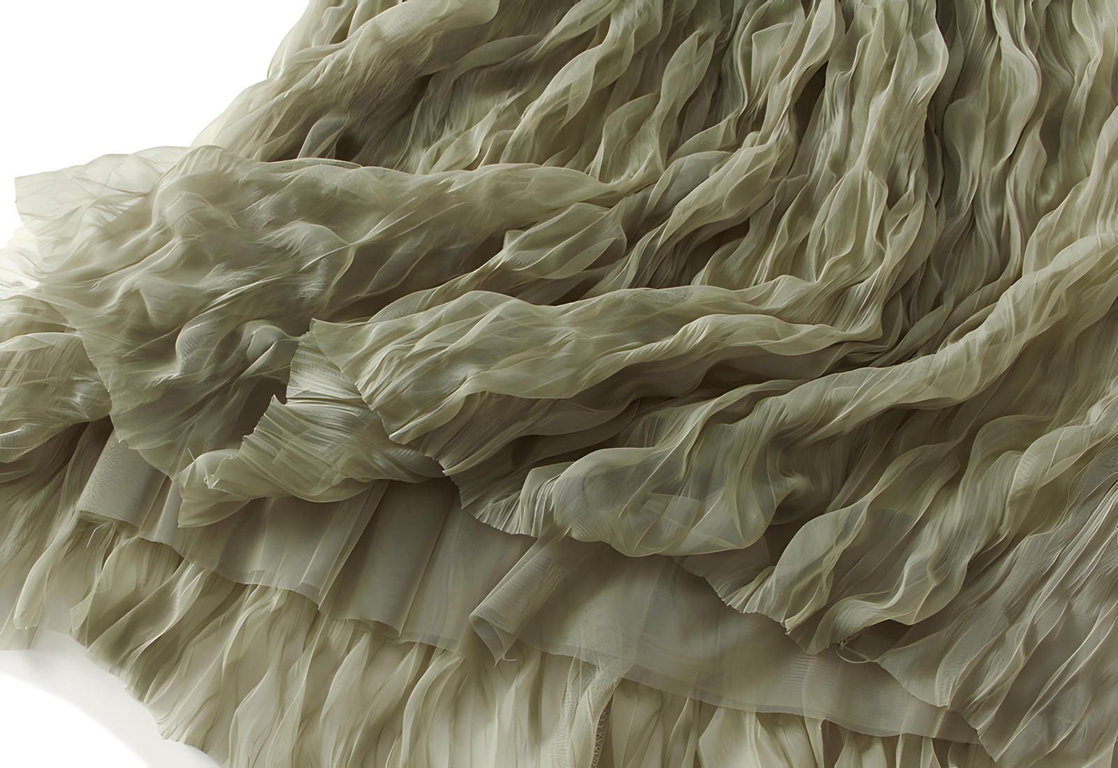 Multilayer Ripple Self Design A-Line Skirt	- J895_HENNA GREEN