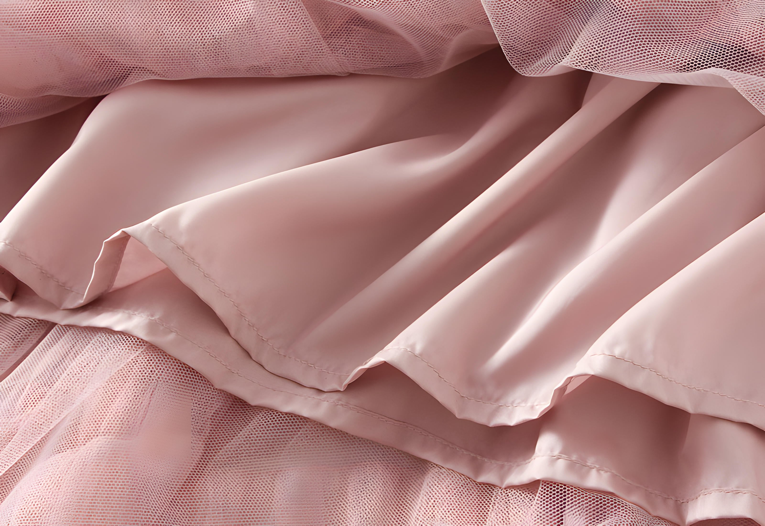 Heavy Mesh Gauze Skirt With Satin Lining  - 1380_PINK