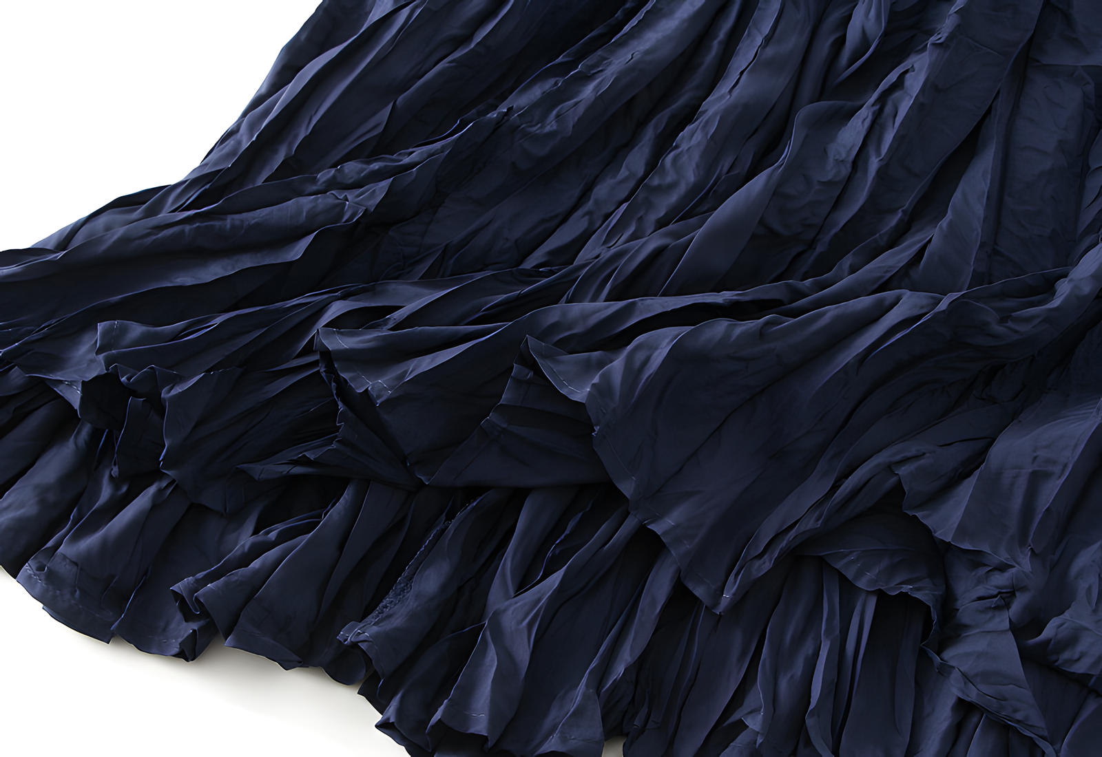 Crushed Self Design Pleated A-Line Skirt	- 0323_SAPPHIRE