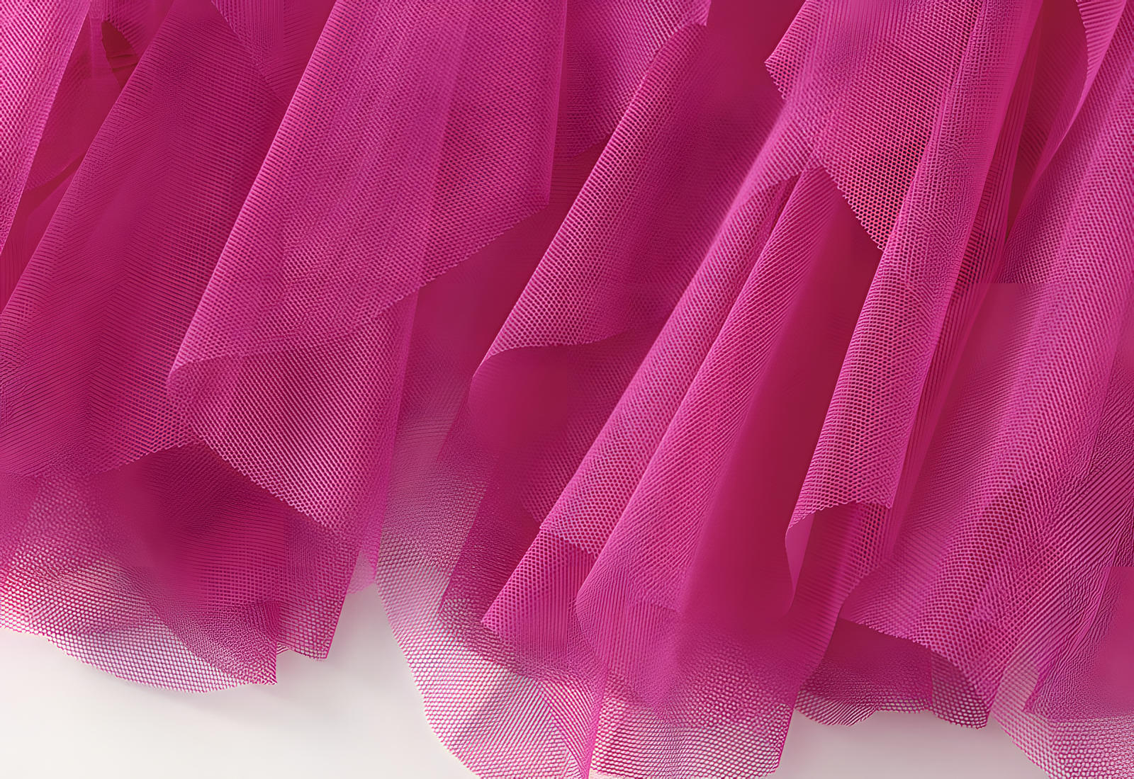 Mesh Gauze Vertical Ripples Short Skirt With Satin Lining - 1682_ROSE RED