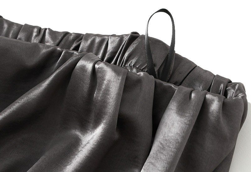 Luxe Satin Drape A-Line Skirt with Fluid Elegance - 9903-1_GREY_L