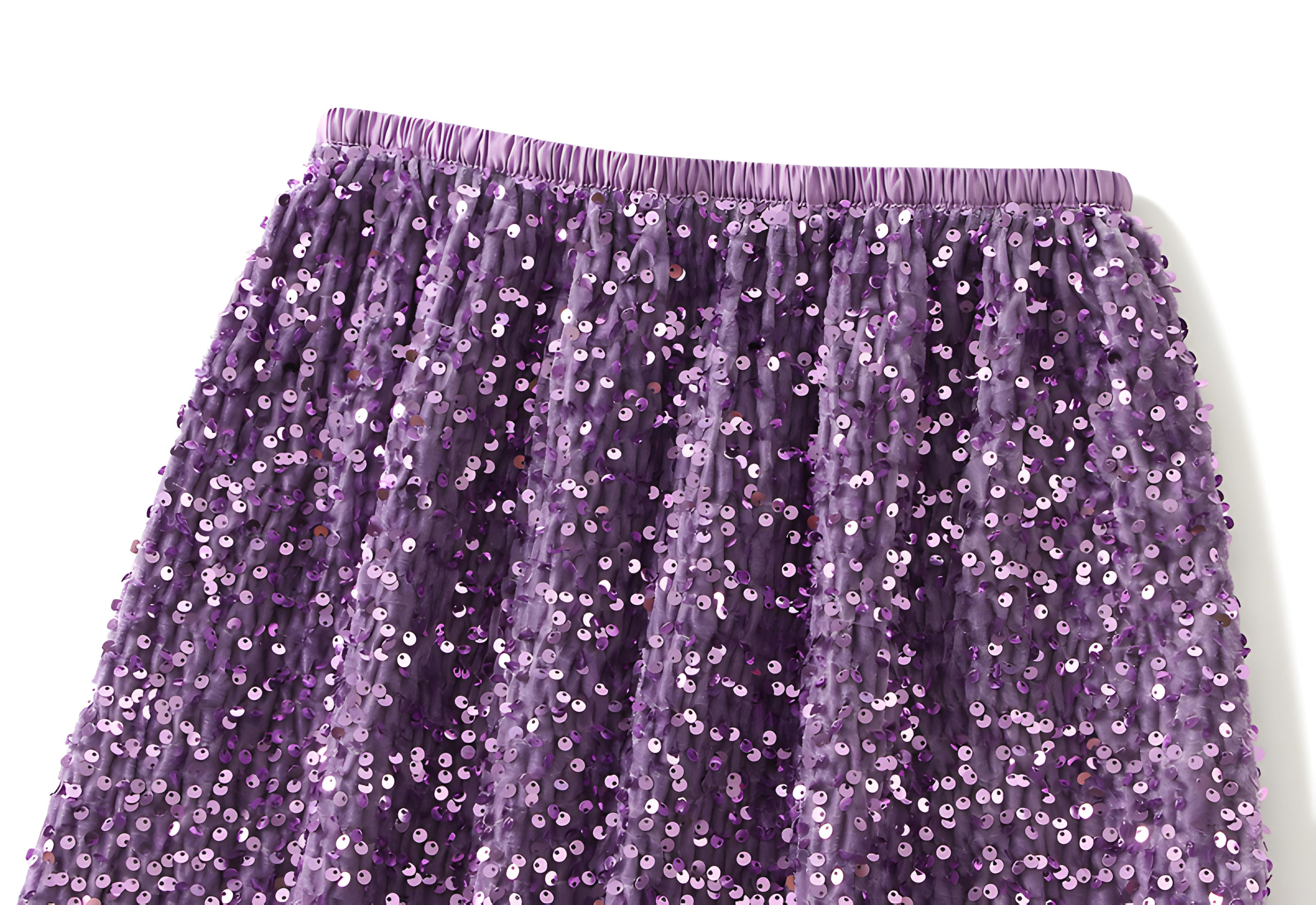 Heavy Sequinned Hip Skirt With Back Slit - D8035_PURPLE