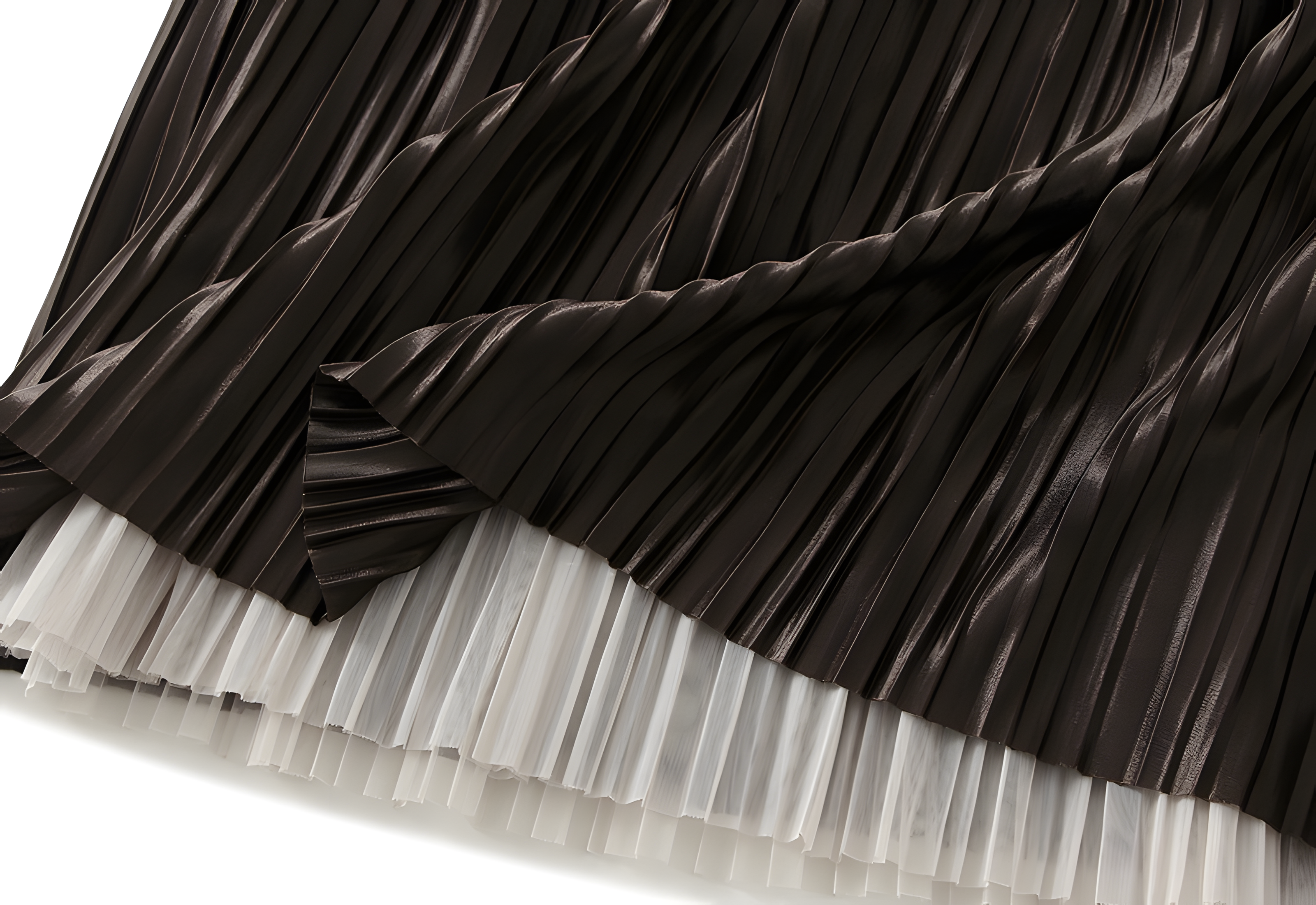 Elegant Luxury Gradient Multilayer A-Line Mesh Skirt - 0872_KHAKI