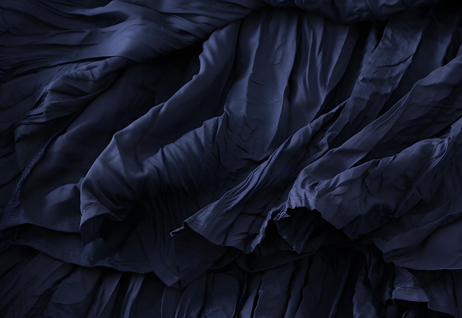 Crushed Self Design Pleated A-Line Skirt	- 0323_SAPPHIRE