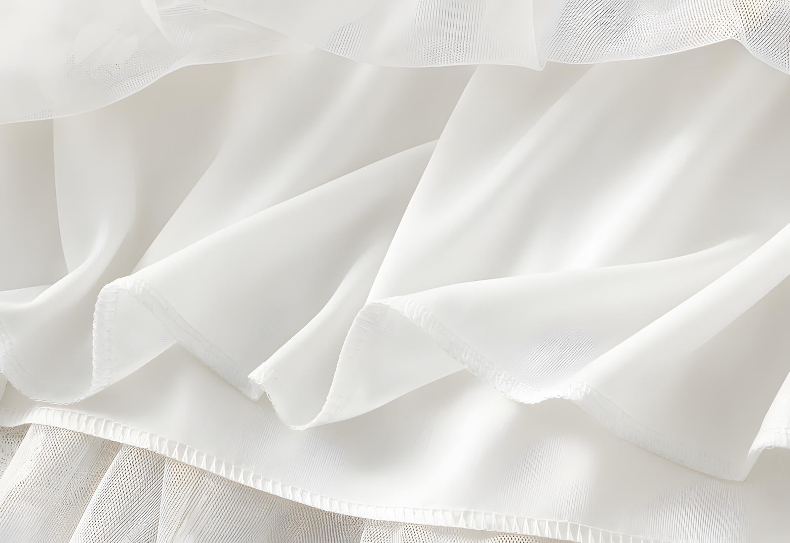 Flower Embellished and Embroidered Mesh A-Line Skirt With Satin Lining - 8692_WHITE