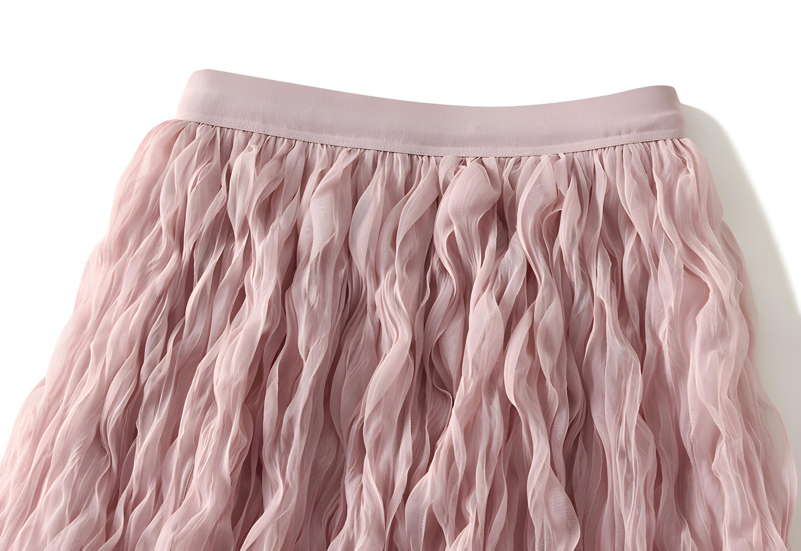 Multilayer Ripple Self Design A-Line Skirt	- J895_PINK