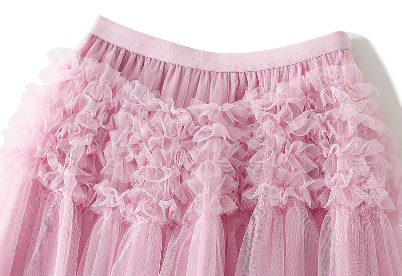 Whimsical Charm Layered Mesh Skirt - 1511_PINK