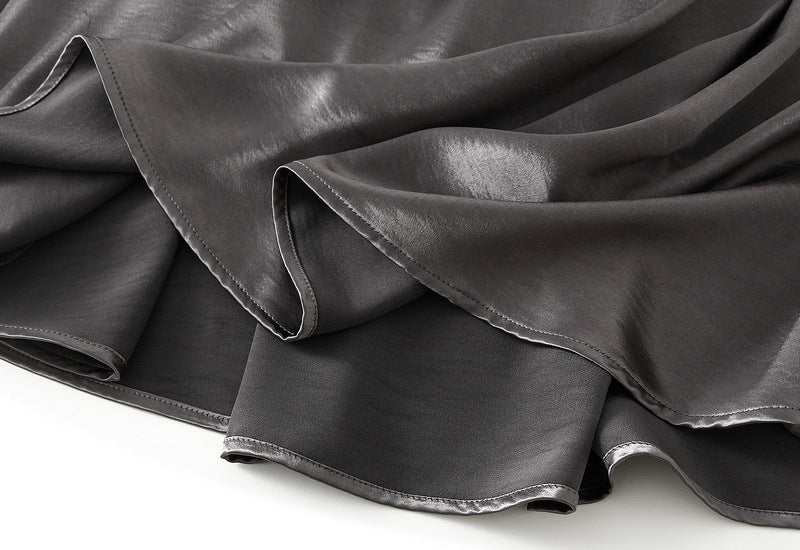 Luxe Satin Drape A-Line Skirt with Fluid Elegance - 9903-1_GREY_L