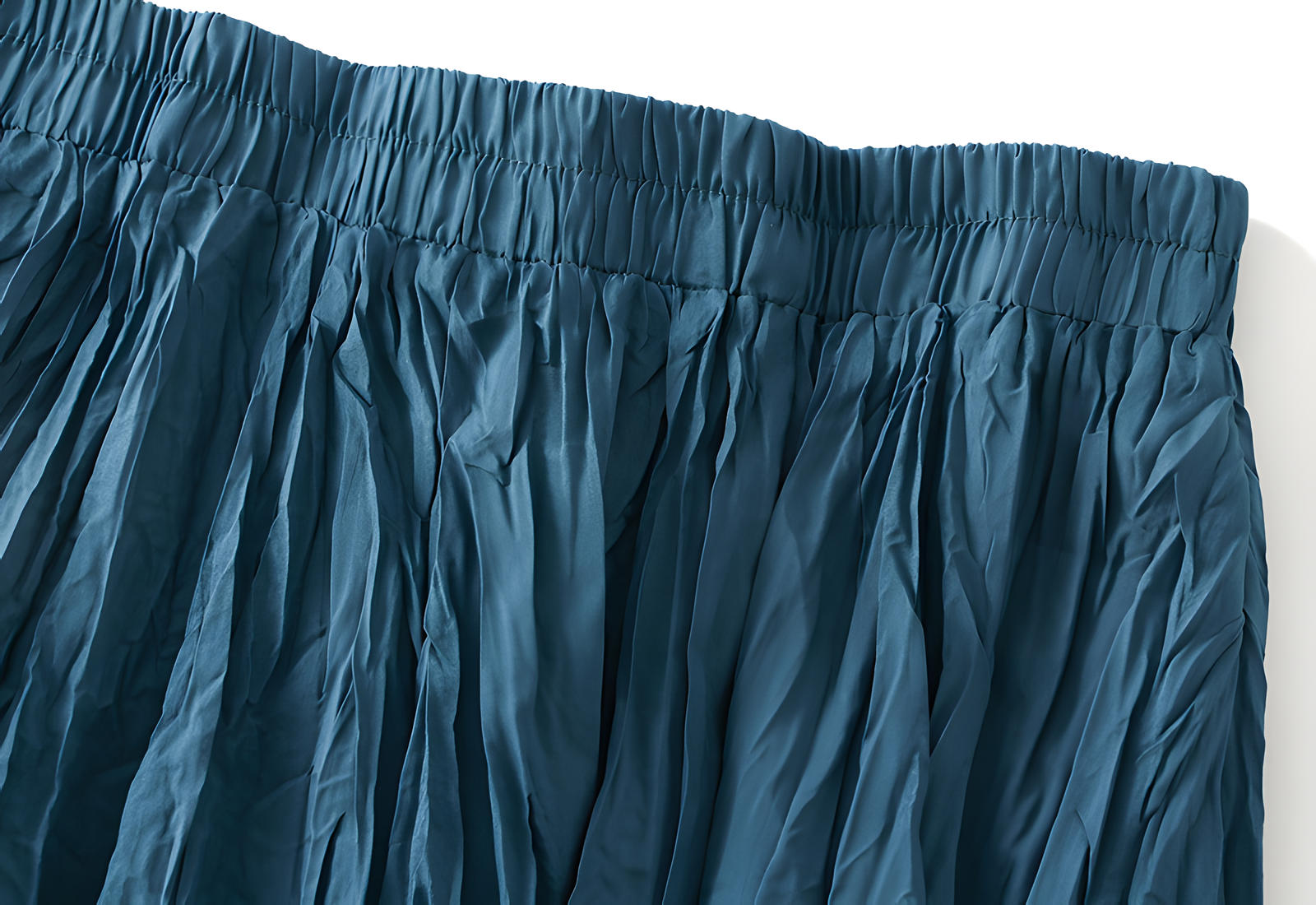 Crushed Self Design Pleated A-Line Skirt	- 0323_PEACOCK BLUE