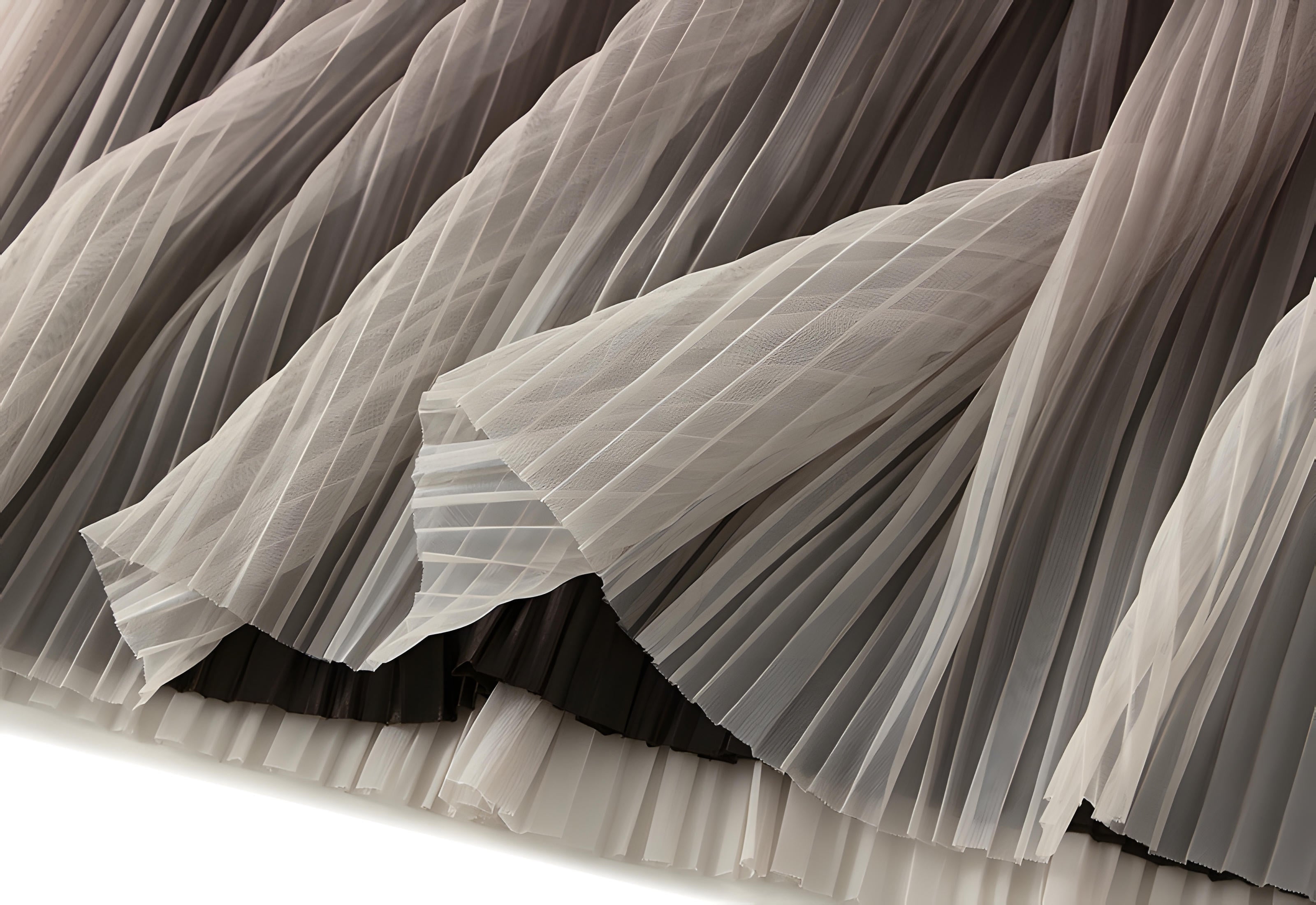 Elegant Luxury Gradient Multilayer A-Line Mesh Skirt - 0872_KHAKI