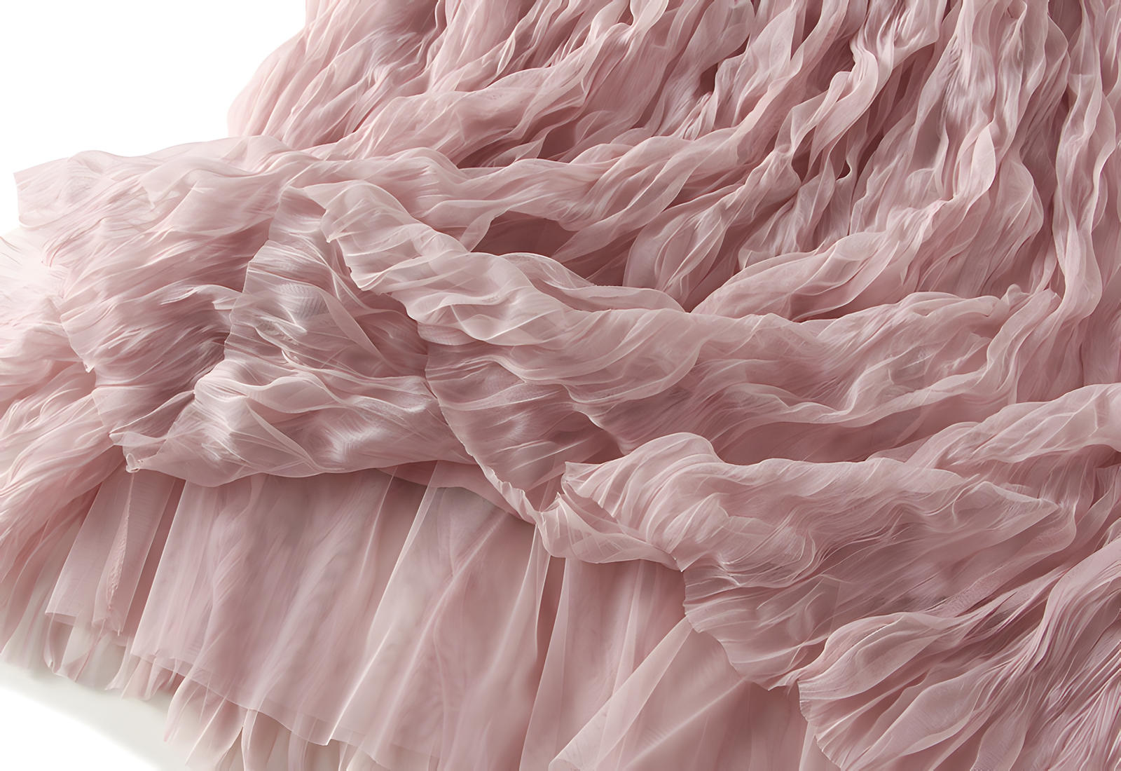 Multilayer Ripple Self Design A-Line Skirt	- J895_PINK