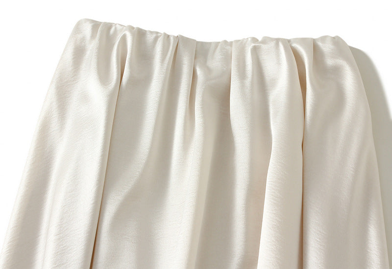 Luxe Satin Drape A-Line Skirt with Fluid Elegance - 9903-1_APRICOT_L