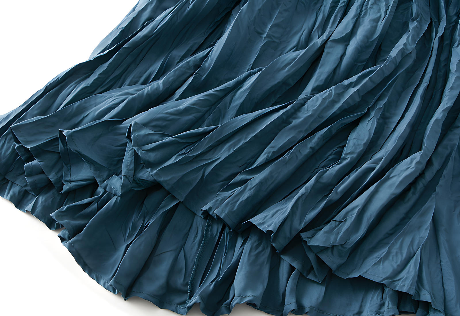 Crushed Self Design Pleated A-Line Skirt	- 0323_PEACOCK BLUE