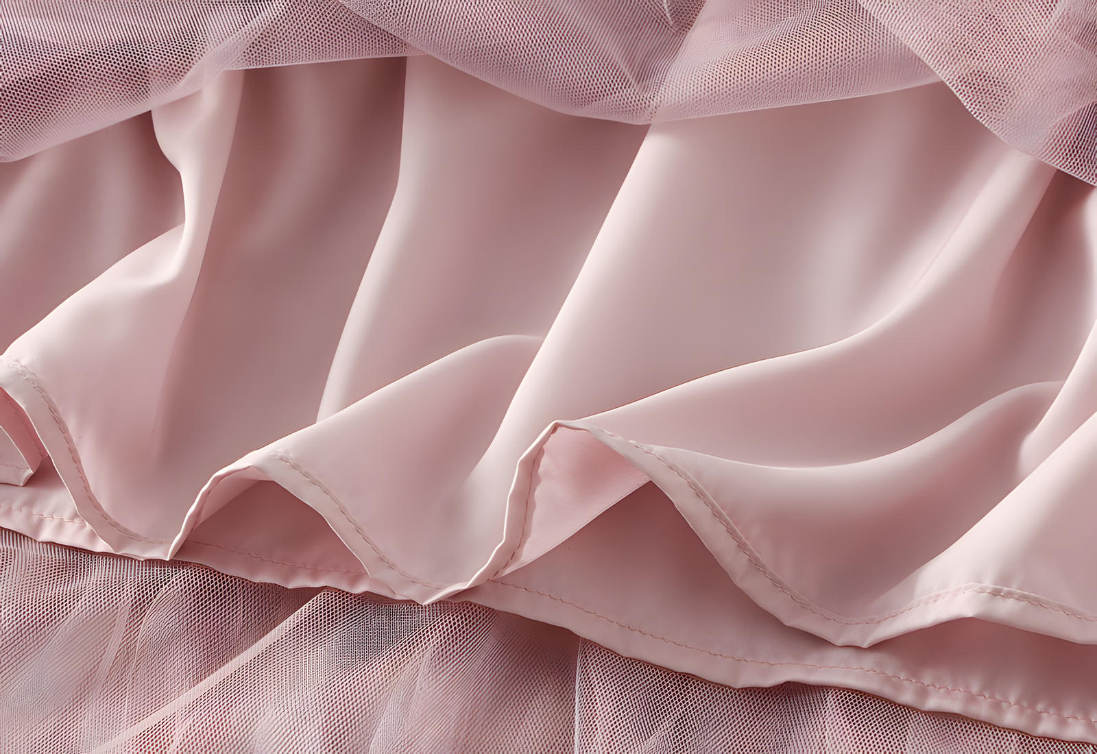 Multilayer Ripple Self Design A-Line Skirt	- J895_PINK