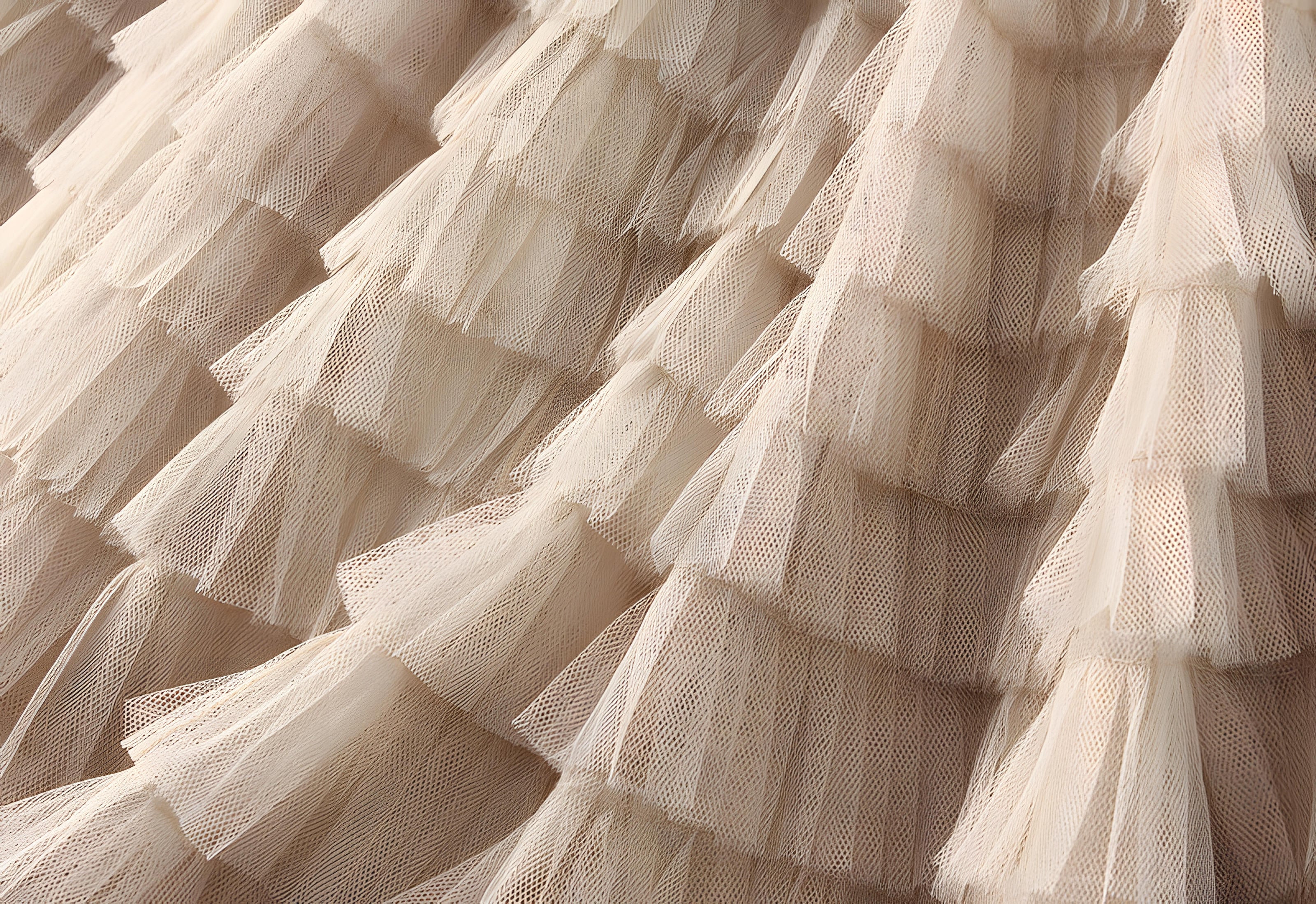 Heavy Mesh Gauze Multilayer Long Skirt With Satin Lining - 2210_DEEP APRICOT