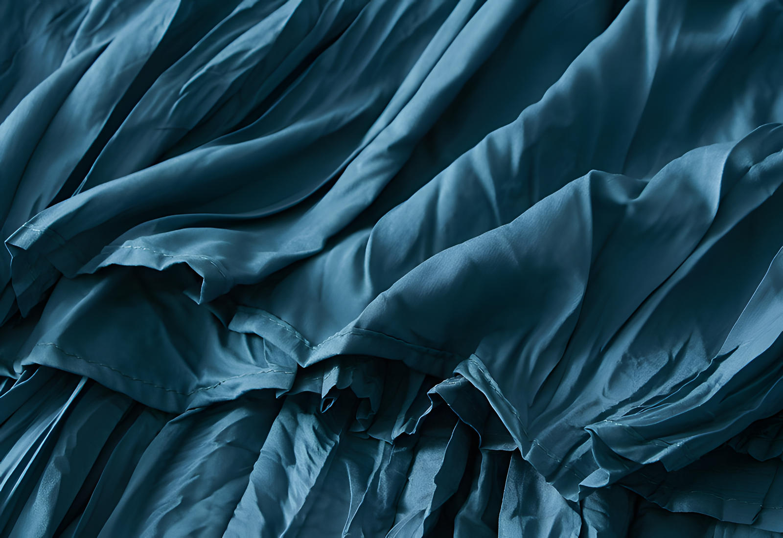 Crushed Self Design Pleated A-Line Skirt	- 0323_PEACOCK BLUE