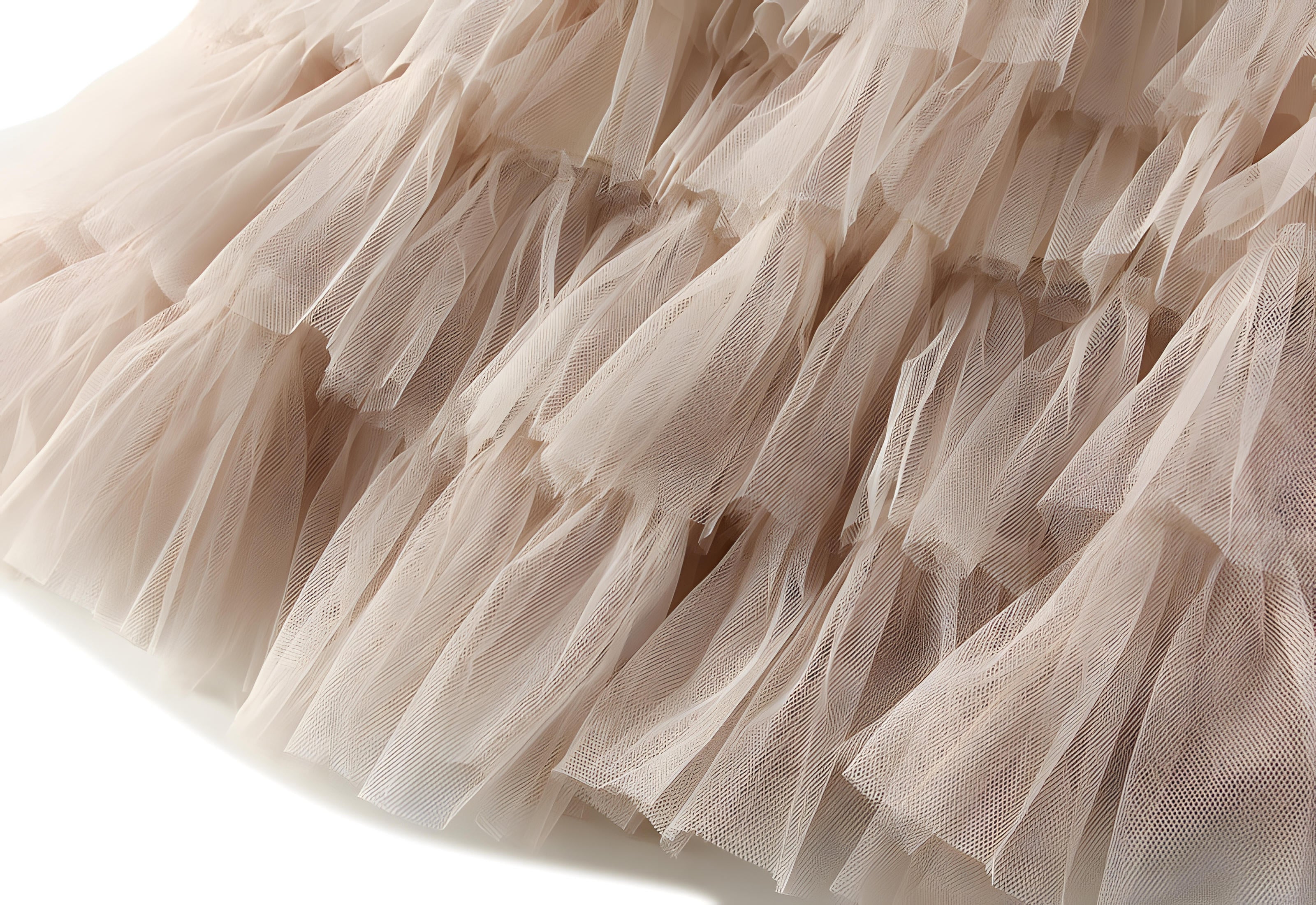 Heavy Mesh Gauze Multilayer Long Skirt With Satin Lining - 2210_DEEP APRICOT