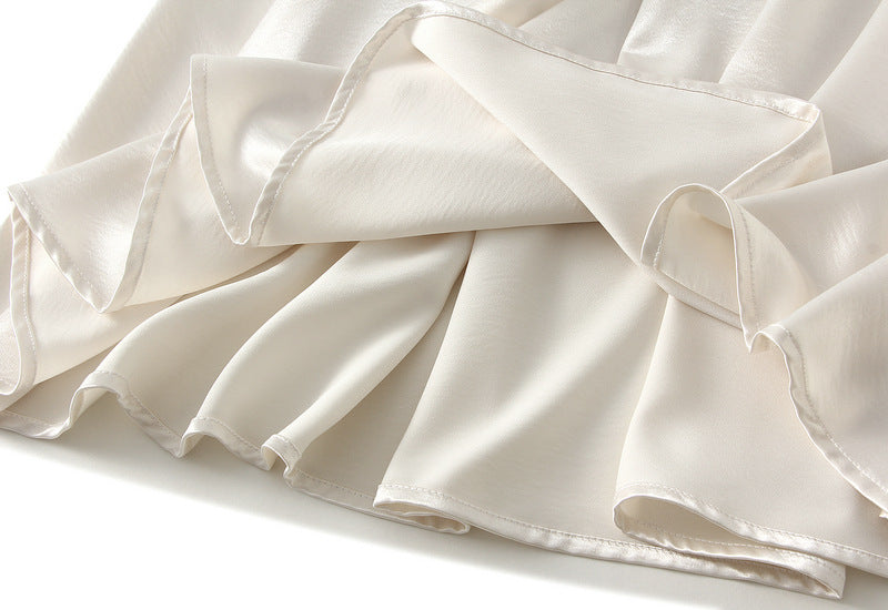 Luxe Satin Drape A-Line Skirt with Fluid Elegance - 9903-1_APRICOT_L