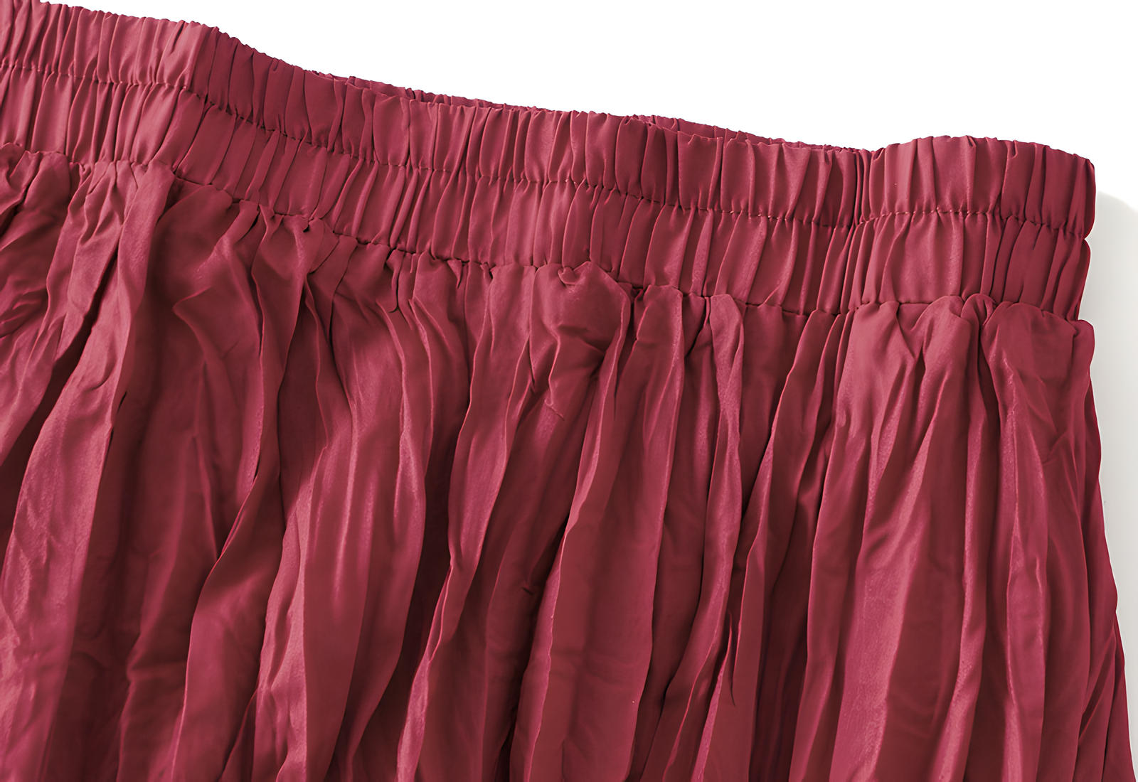 Crushed Self Design Pleated A-Line Skirt	- 0323_RED