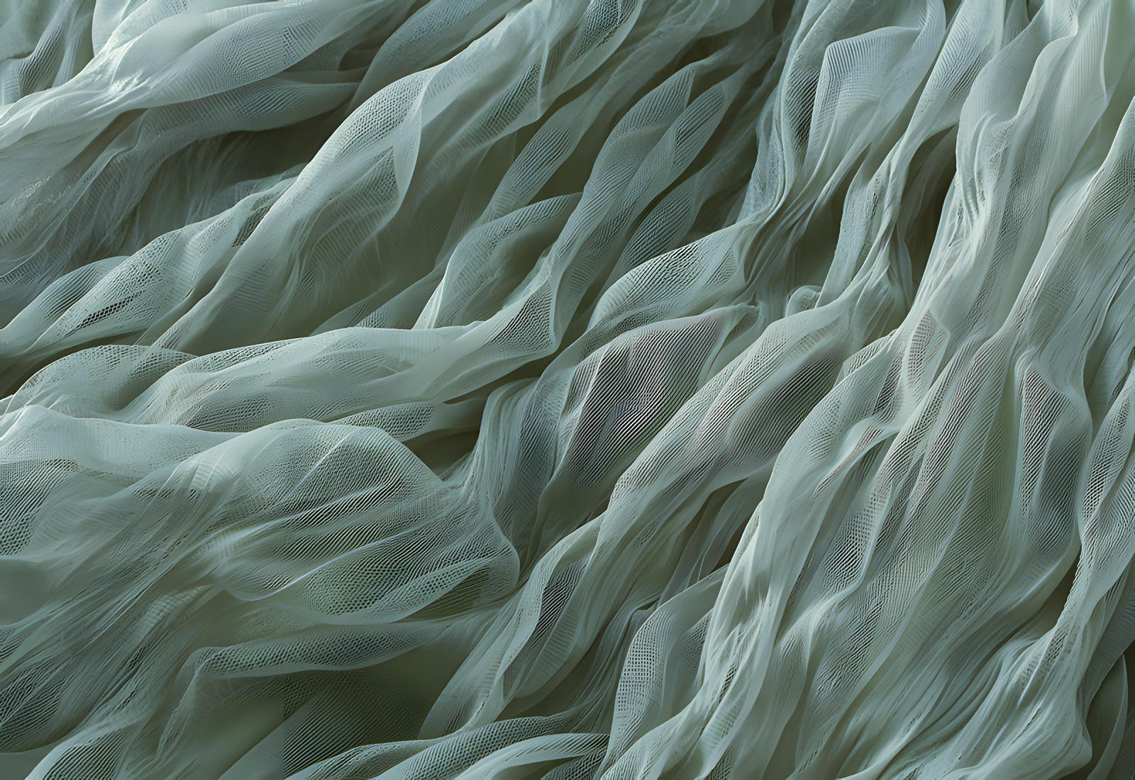 Multilayer Ripple Self Design A-Line Skirt	- J895_SEA GREEN