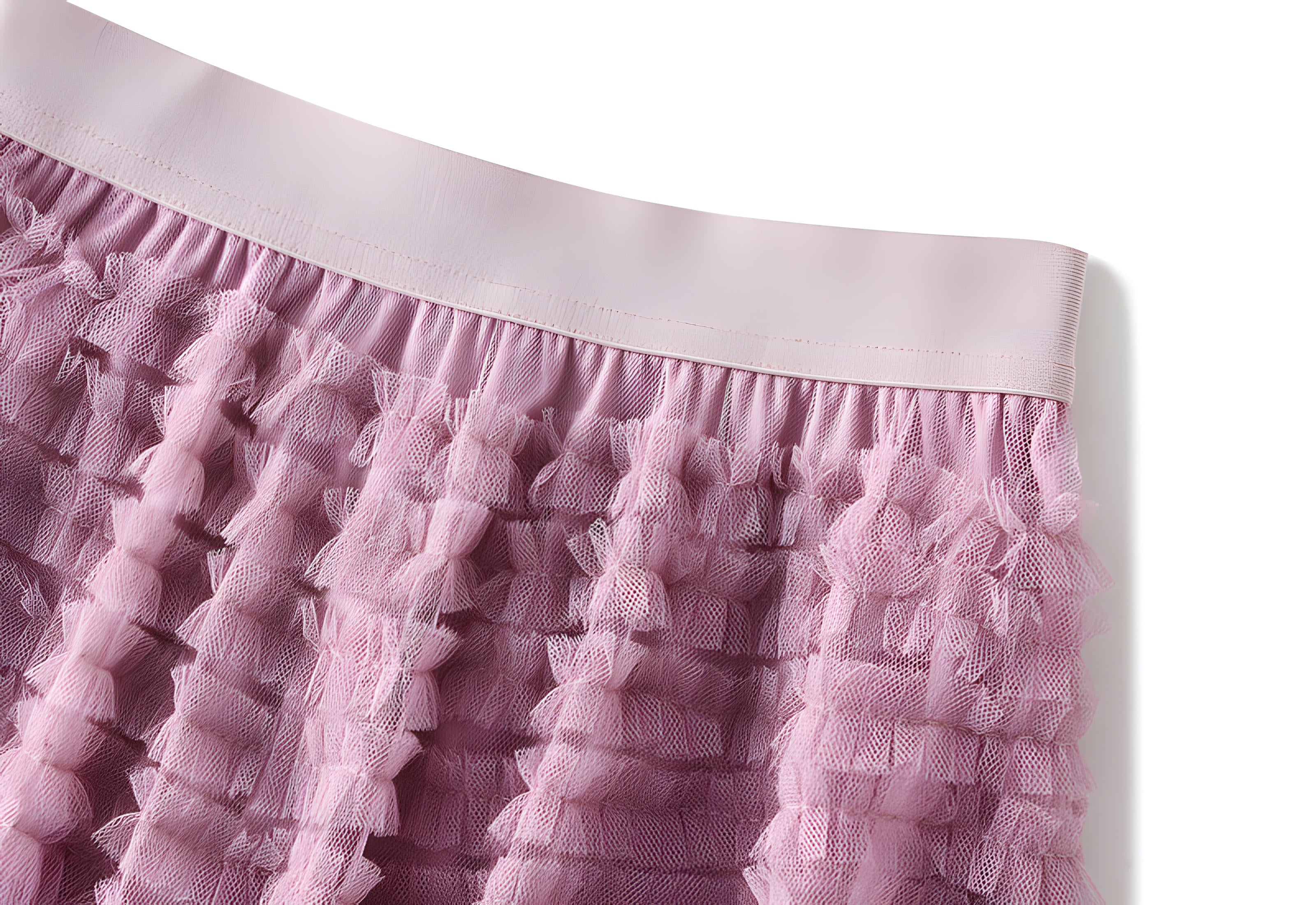 Heavy Mesh Gauze Multilayer Long Skirt With Satin Lining - 2210_PURPLE PINK