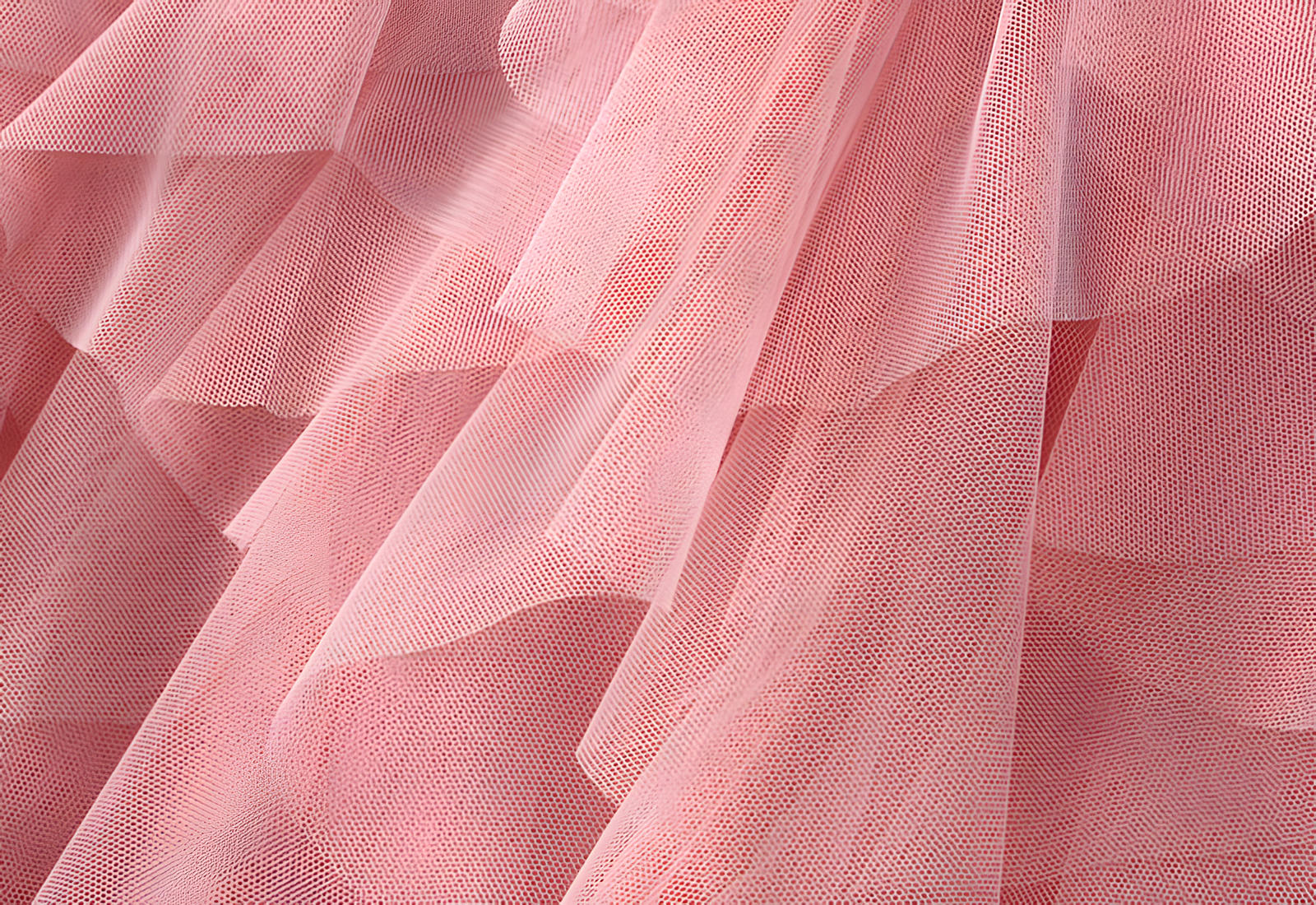 Mesh Gauze Vertical Ripples Short Skirt With Satin Lining - 1682_PINK