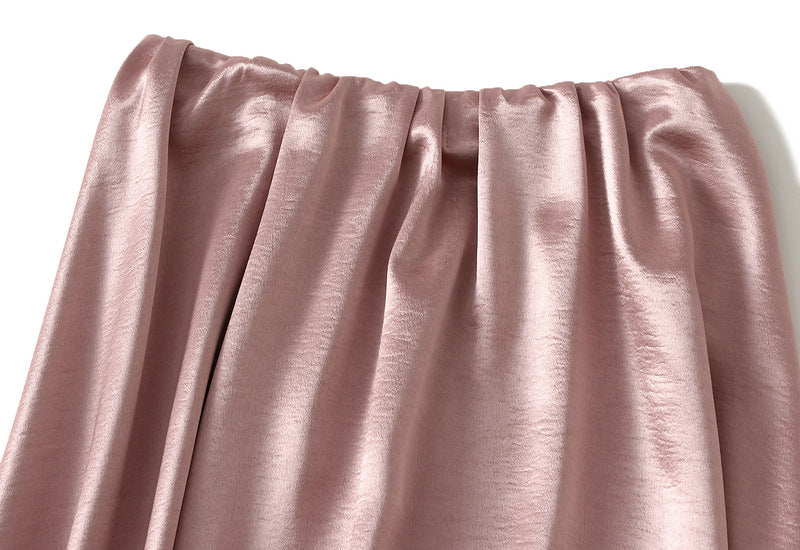 Luxe Satin Drape A-Line Skirt with Fluid Elegance - 9903-1_PINK_L