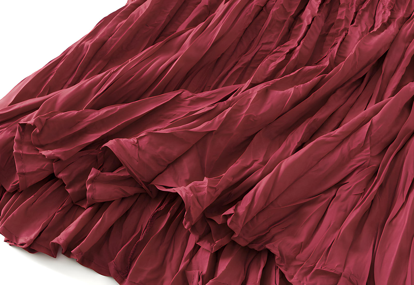 Crushed Self Design Pleated A-Line Skirt	- 0323_RED