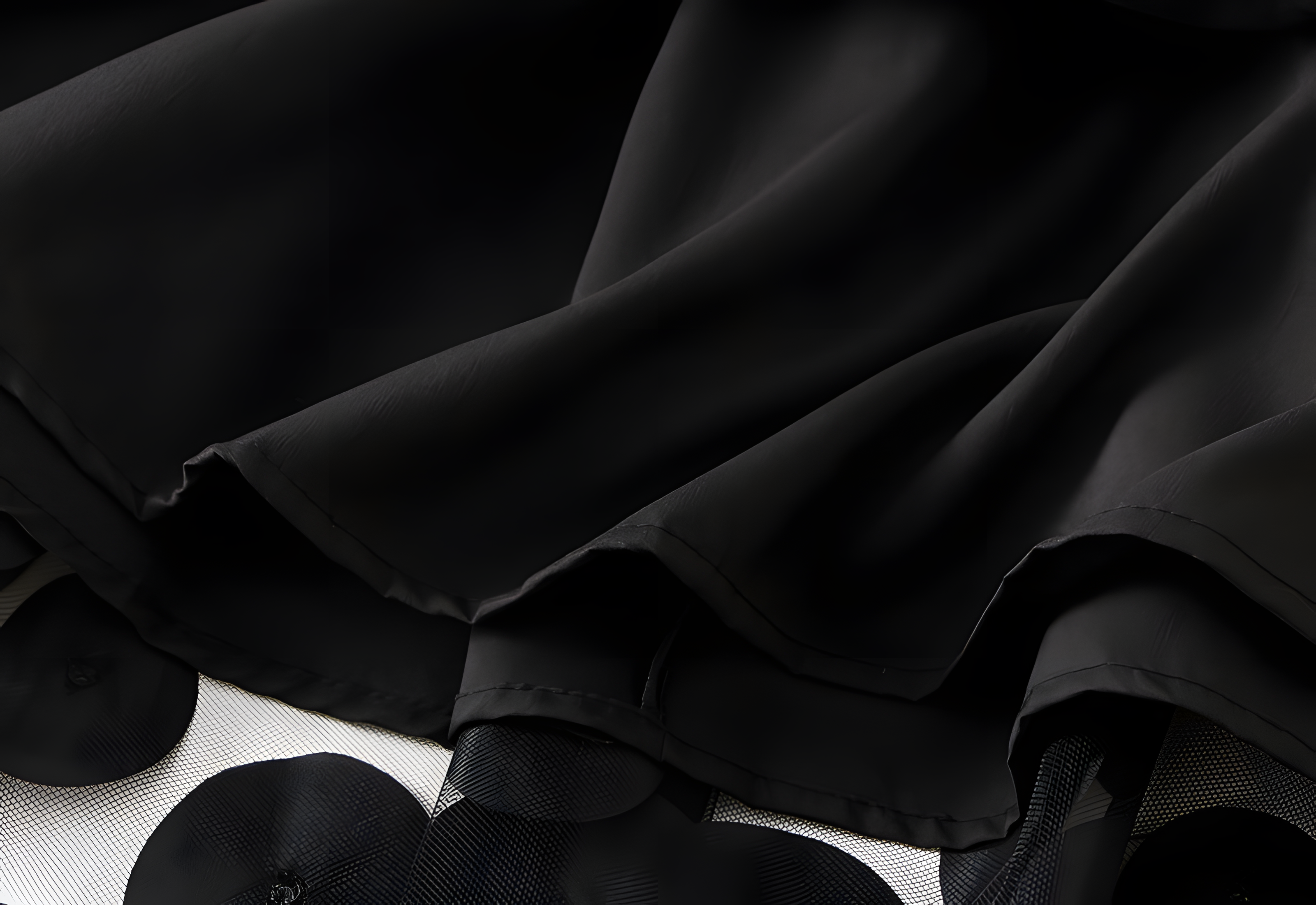 Polka Dot Hepburn Style Umbrella Mesh Skirt - 0931_BLACK