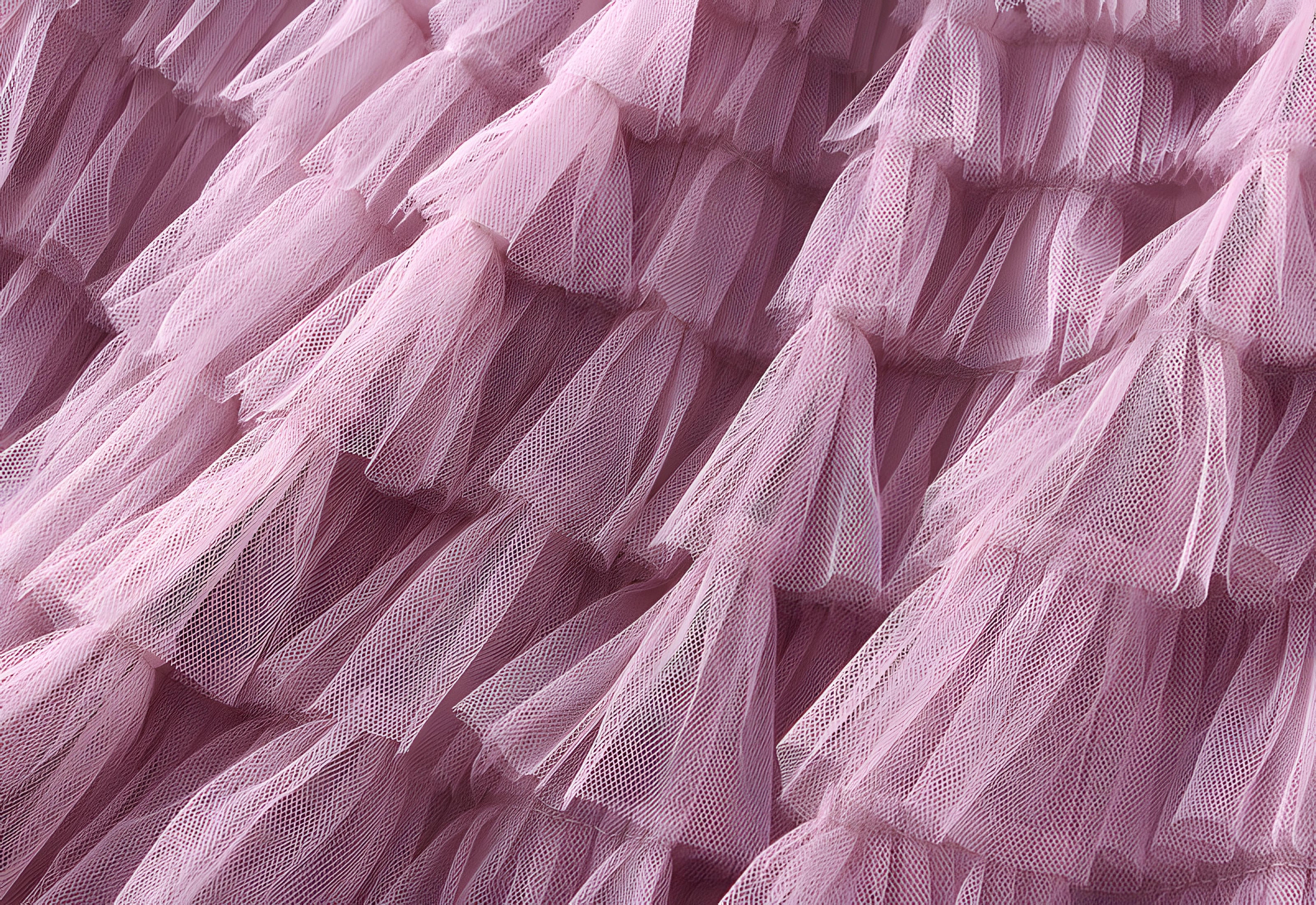 Heavy Mesh Gauze Multilayer Long Skirt With Satin Lining - 2210_PURPLE PINK