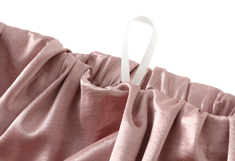 Luxe Satin Drape A-Line Skirt with Fluid Elegance - 9903-1_PINK_L