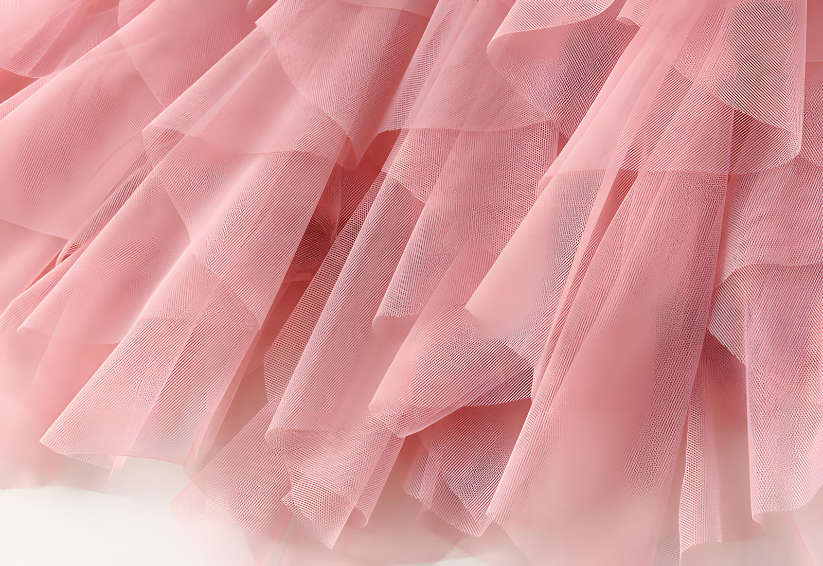 Mesh Gauze Vertical Ripples Short Skirt With Satin Lining - 1682_PINK