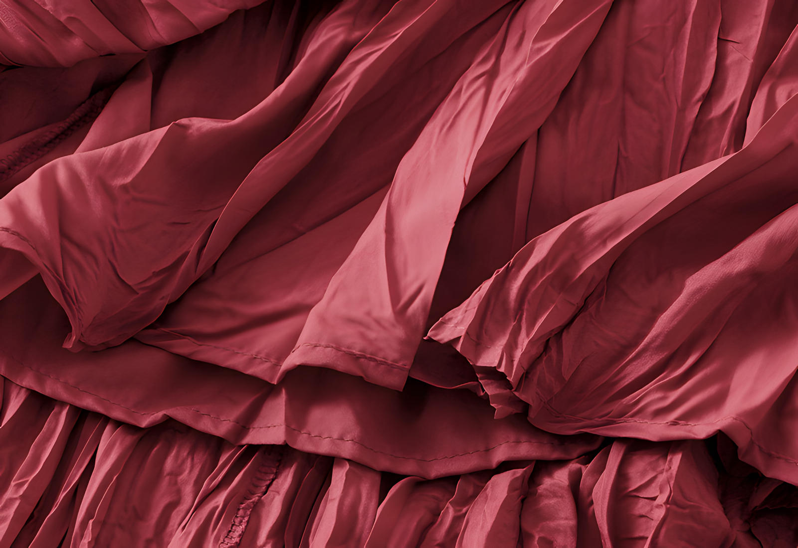 Crushed Self Design Pleated A-Line Skirt	- 0323_RED