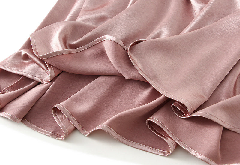 Luxe Satin Drape A-Line Skirt with Fluid Elegance - 9903-1_PINK_L