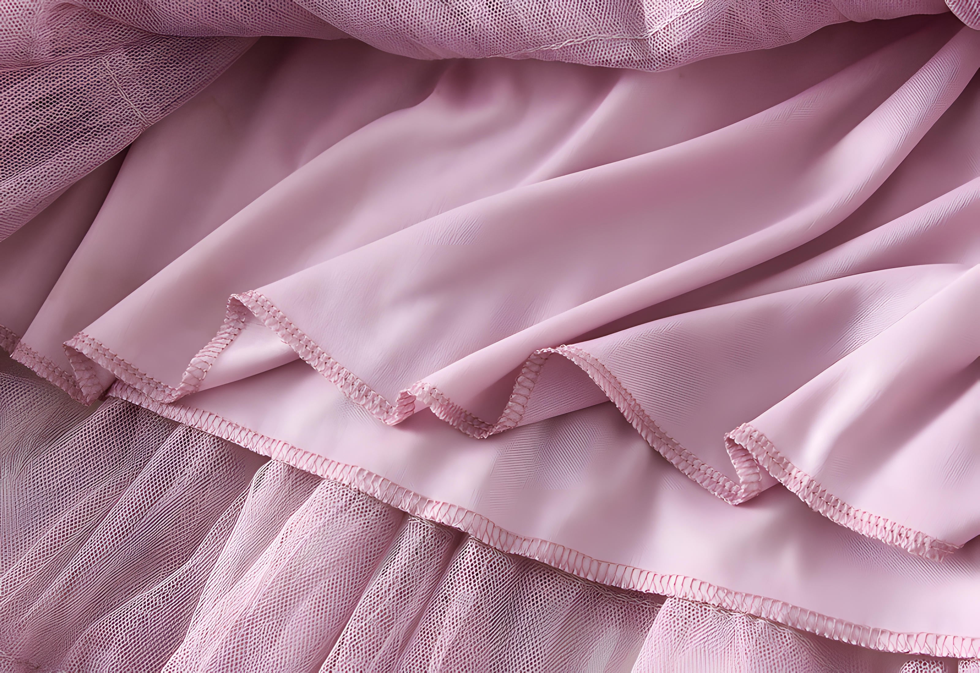 Heavy Mesh Gauze Multilayer Long Skirt With Satin Lining - 2210_PURPLE PINK