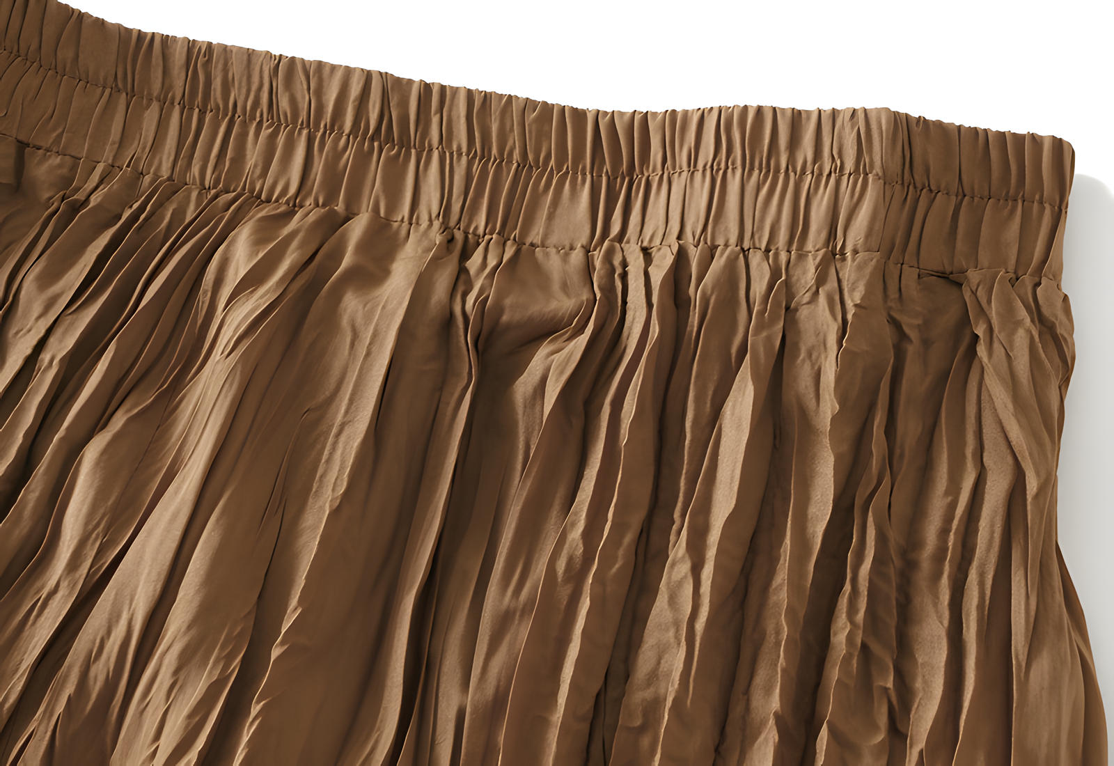 Crushed Self Design Pleated A-Line Skirt	- 0323_COFFEE