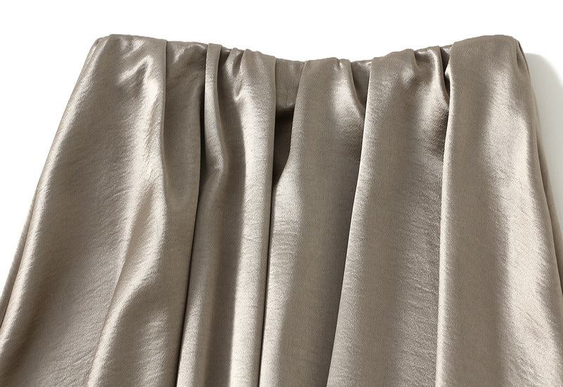 Luxe Satin Drape A-Line Skirt with Fluid Elegance - 9903-1_CHAMPAGNE_L