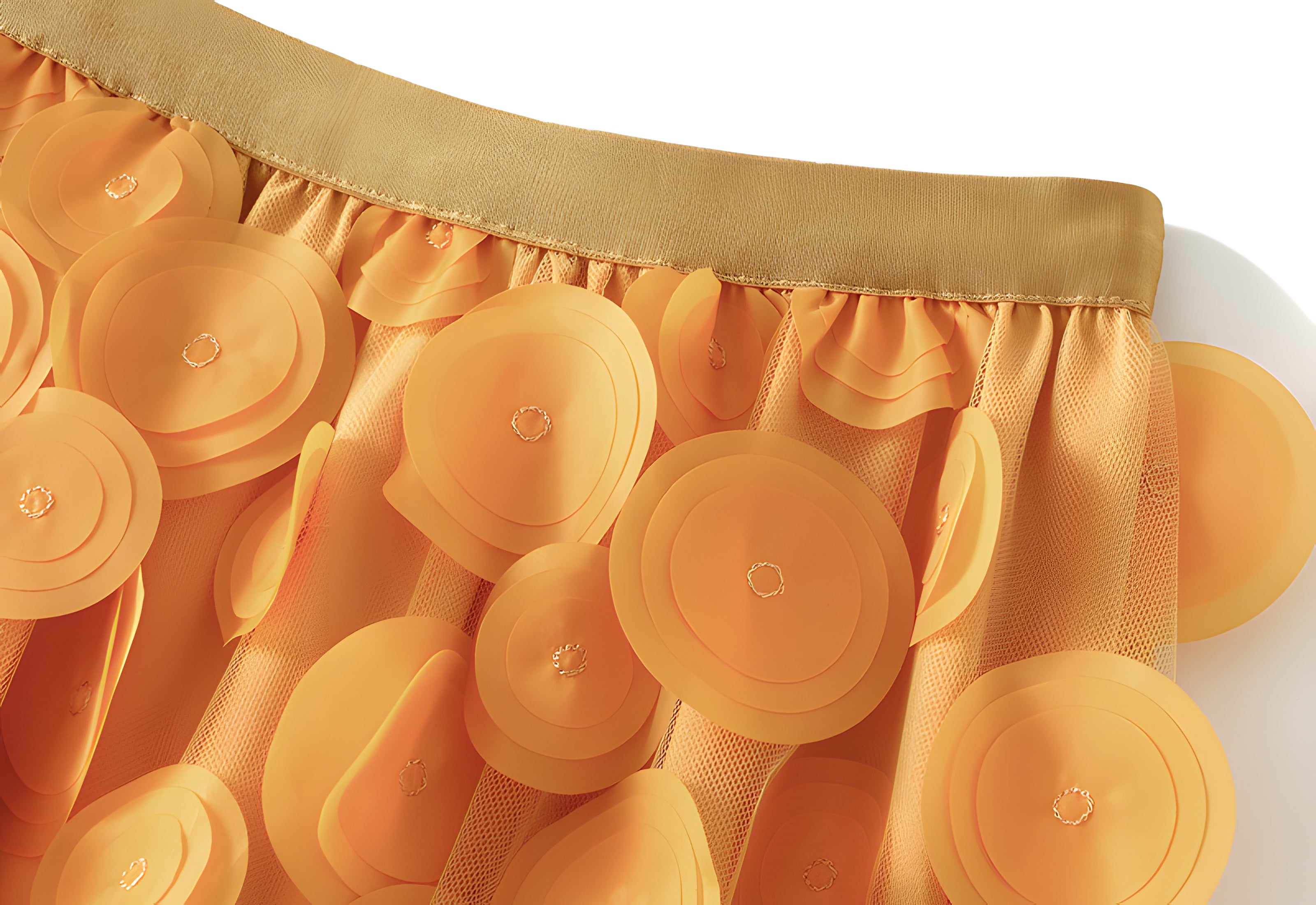 Polka Dot Hepburn Style Umbrella Mesh Skirt - 0931_YELLOW