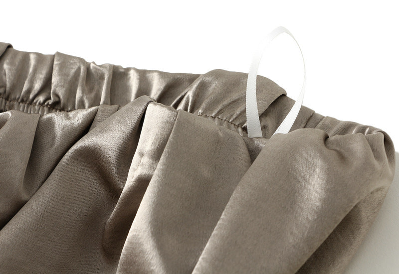 Luxe Satin Drape A-Line Skirt with Fluid Elegance - 9903-1_CHAMPAGNE_L