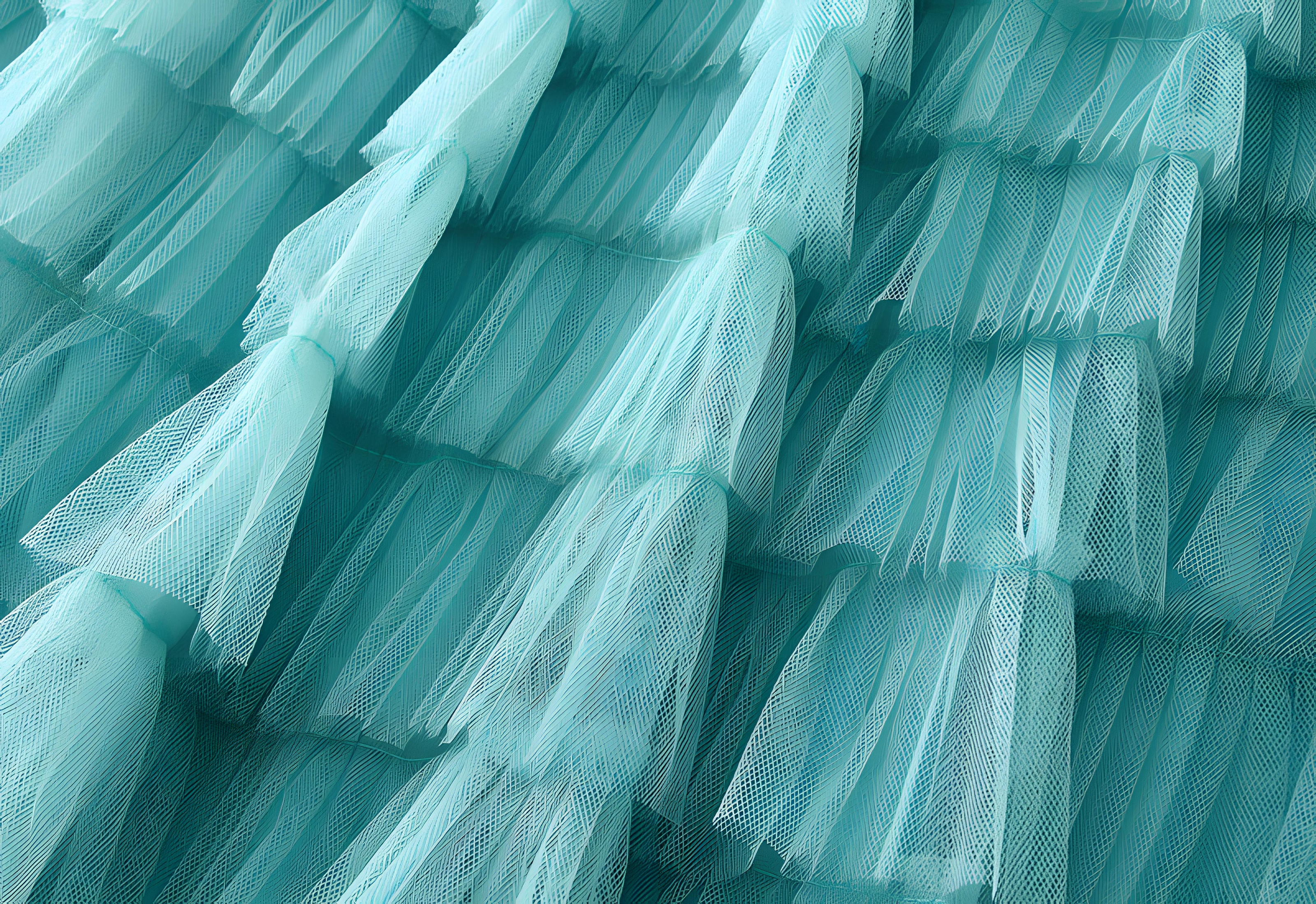 Heavy Mesh Gauze Multilayer Long Skirt With Satin Lining - 2210_LAKE BLUE