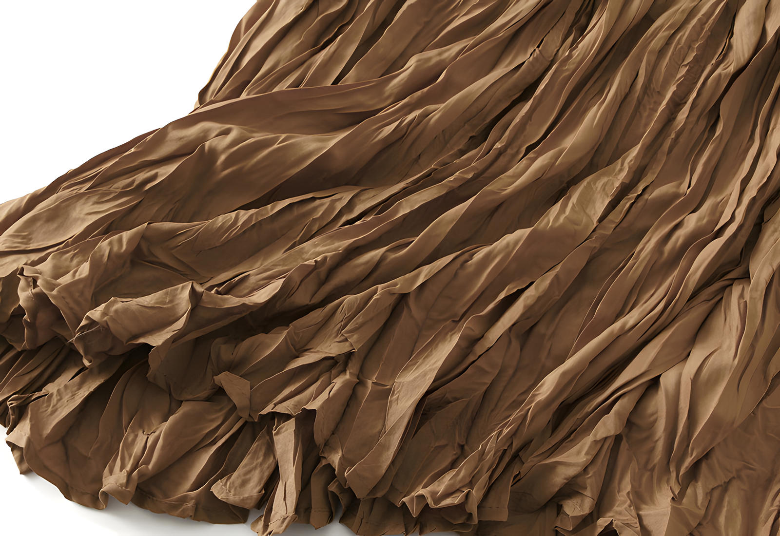 Crushed Self Design Pleated A-Line Skirt	- 0323_COFFEE