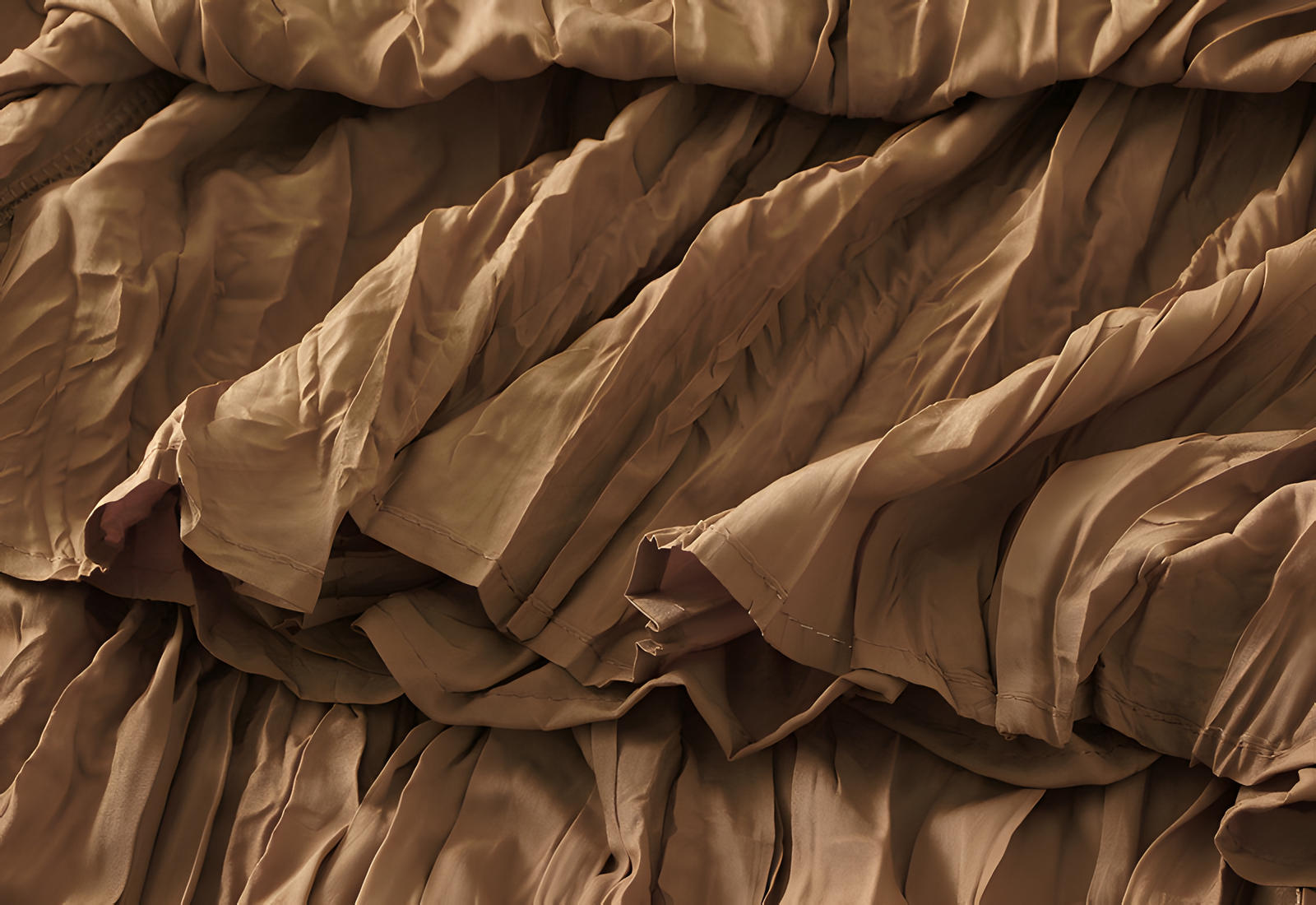 Crushed Self Design Pleated A-Line Skirt	- 0323_COFFEE