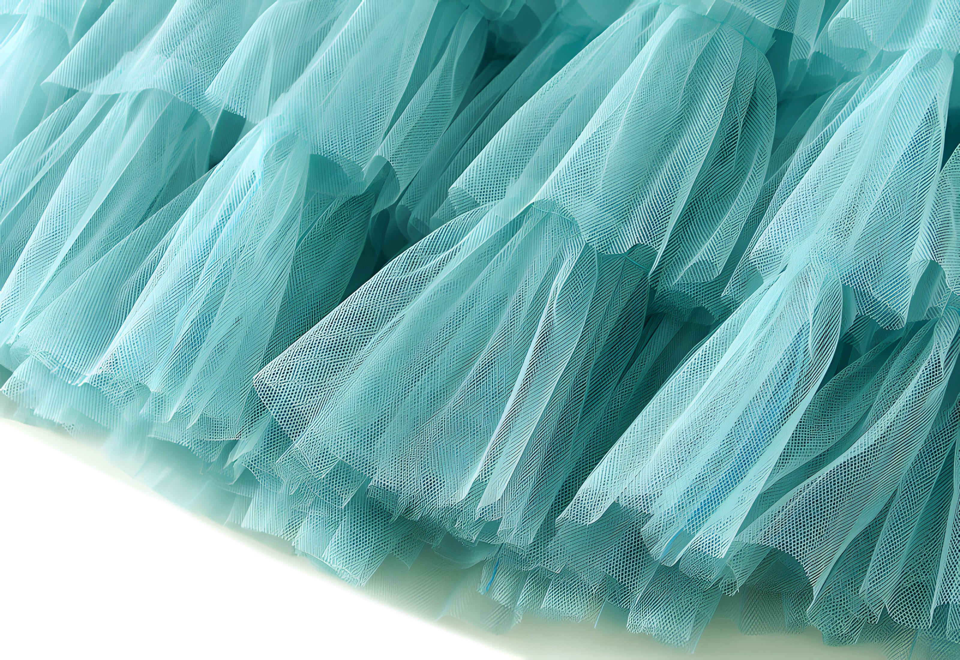 Heavy Mesh Gauze Multilayer Long Skirt With Satin Lining - 2210_LAKE BLUE