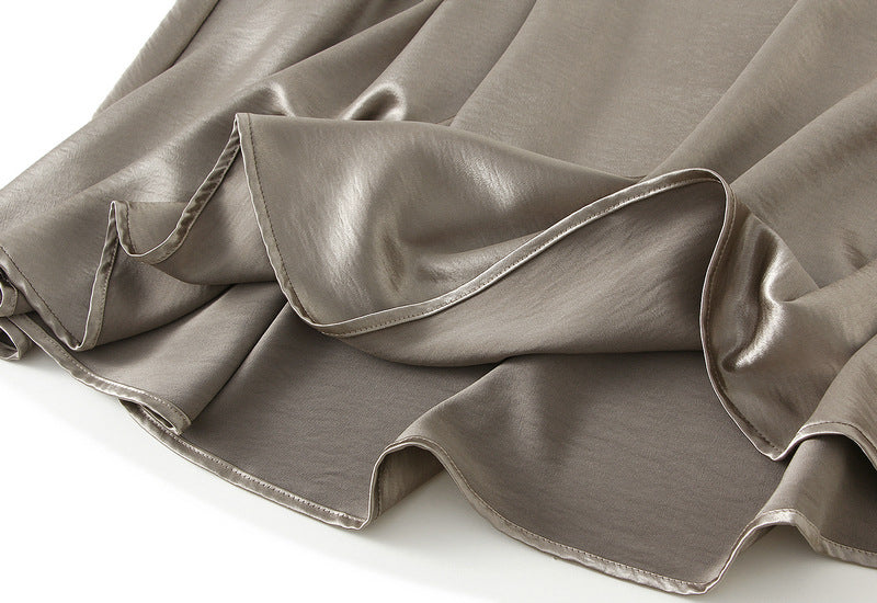 Luxe Satin Drape A-Line Skirt with Fluid Elegance - 9903-1_CHAMPAGNE_L